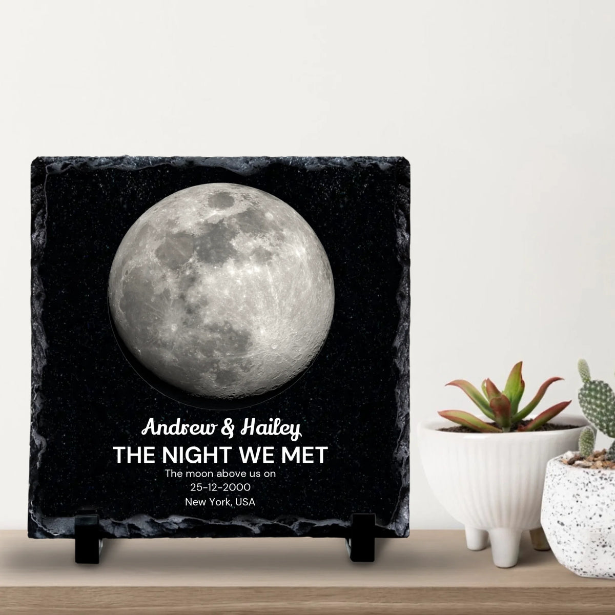 Custom Personalised Moon Phase Photo Slate - Perfect Couples Gift - Custom Location, Date & Moon Phase