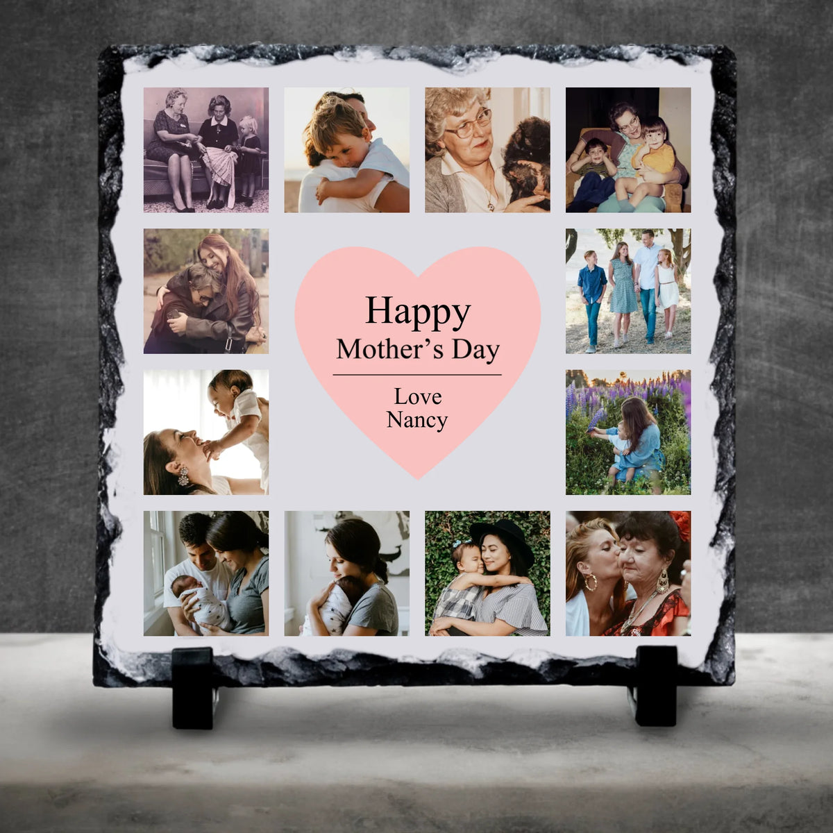 Custom Photo Slate for Mum | Personalised Heart Collage | Mother’s Day Keepsake Gift