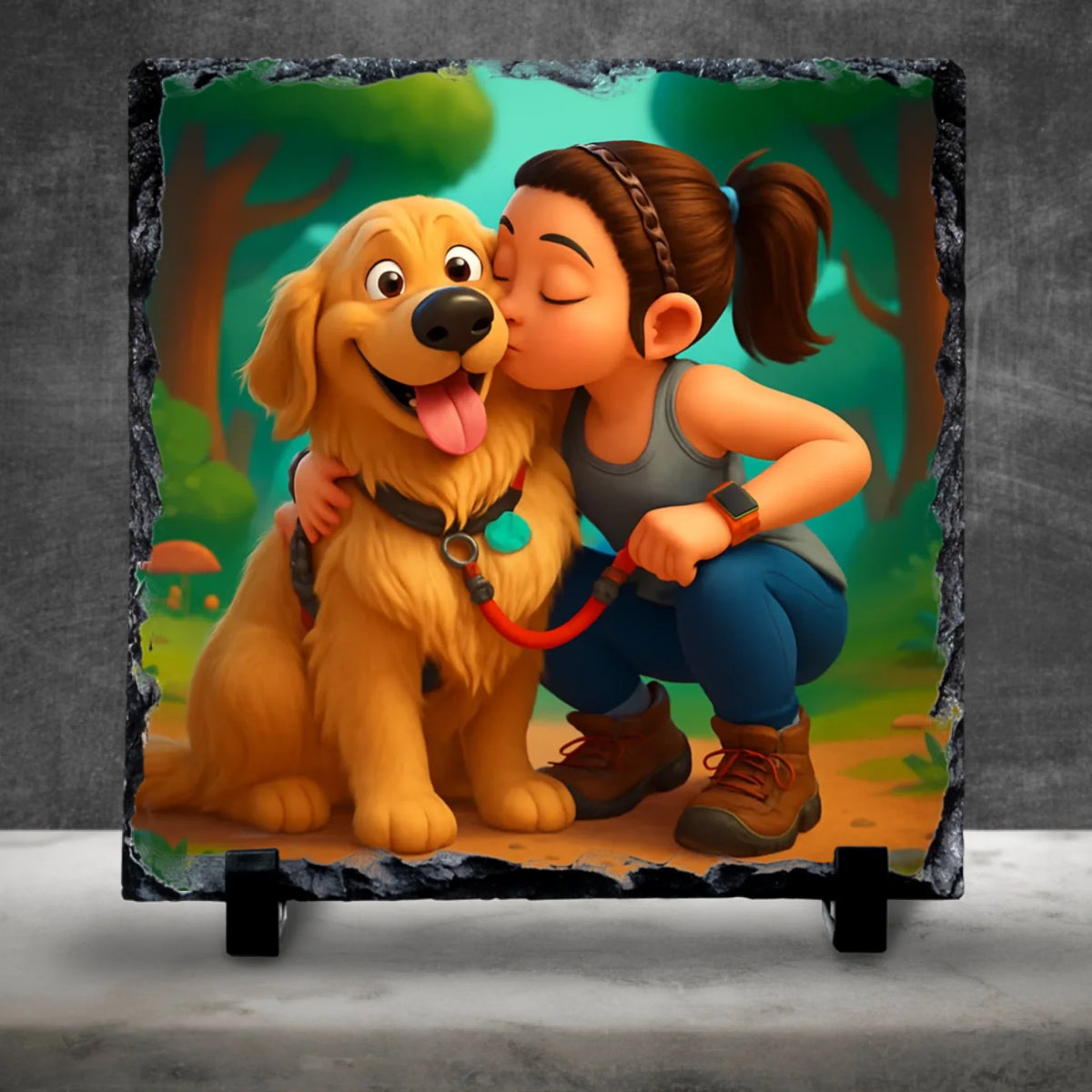 Custom Personalised Photo Slate with Cartoon Effect – Custom Animated Portrait Gift, Unique Keepsake for Family, Pets & Couples