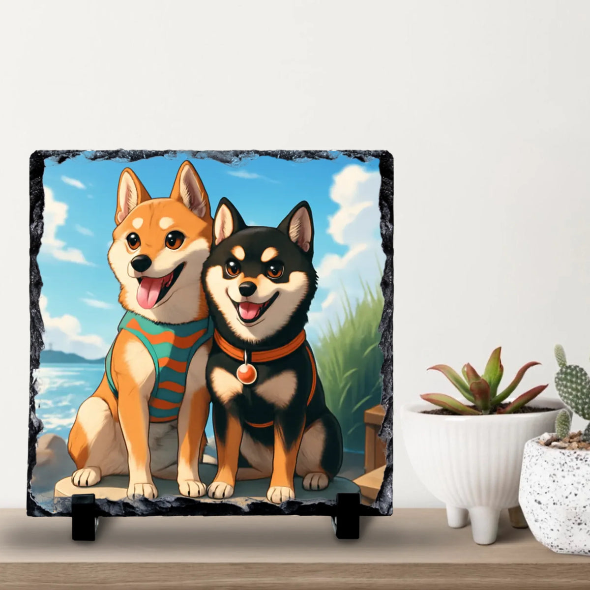 Custom Personalised Pet Anime Photo Slate – Cartoon Portrait Keepsake from Pet Photo