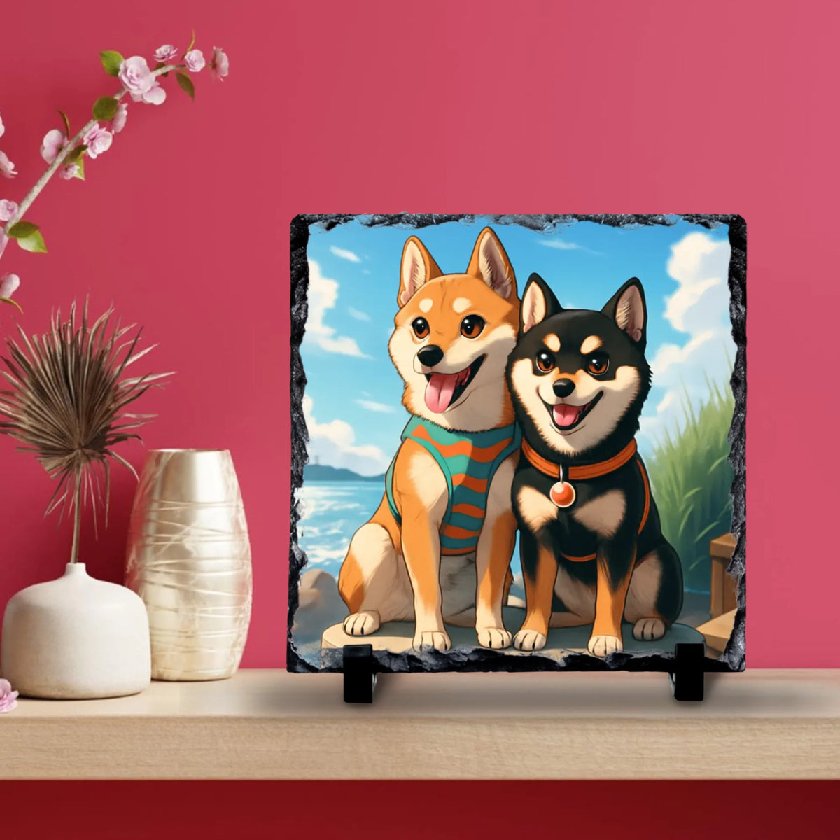Custom Personalised Pet Anime Photo Slate – Cartoon Portrait Keepsake from Pet Photo