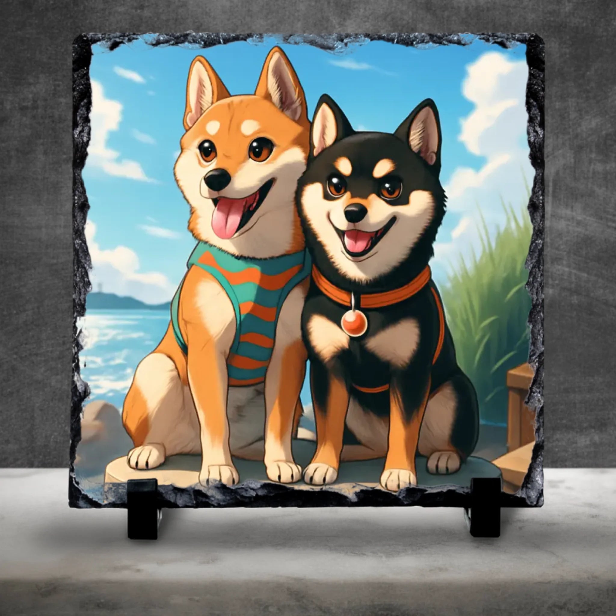 Custom Personalised Pet Anime Photo Slate – Cartoon Portrait Keepsake from Pet Photo