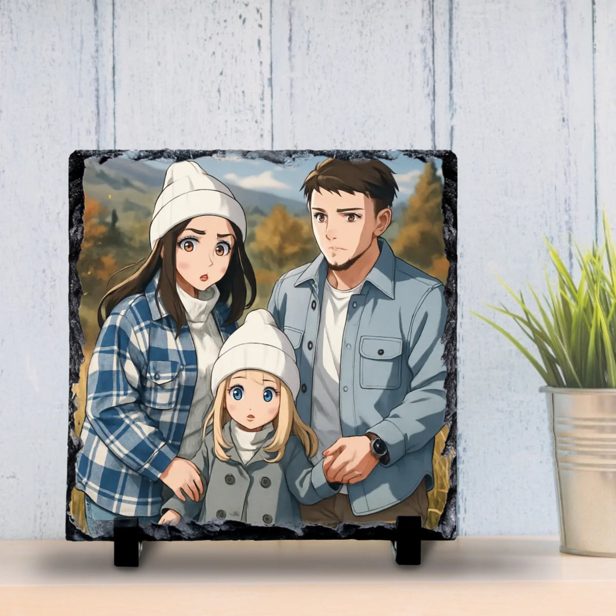 Custom Personalised Anime Photo Slate – Transform Your Family Photo into Anime Style Art