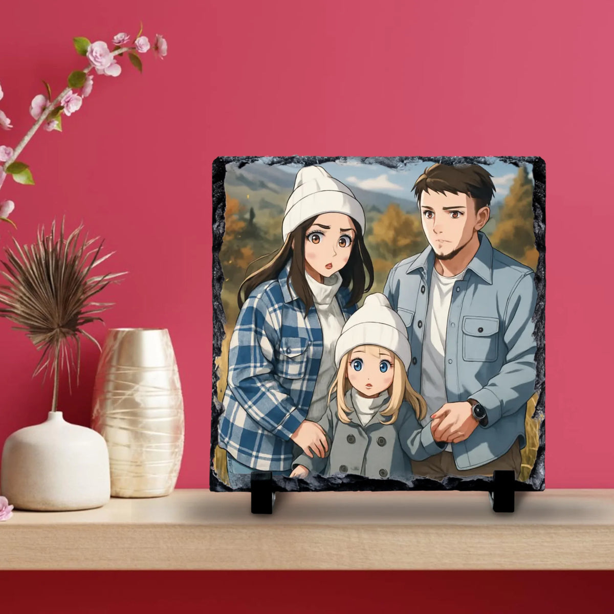 Custom Personalised Anime Photo Slate – Transform Your Family Photo into Anime Style Art