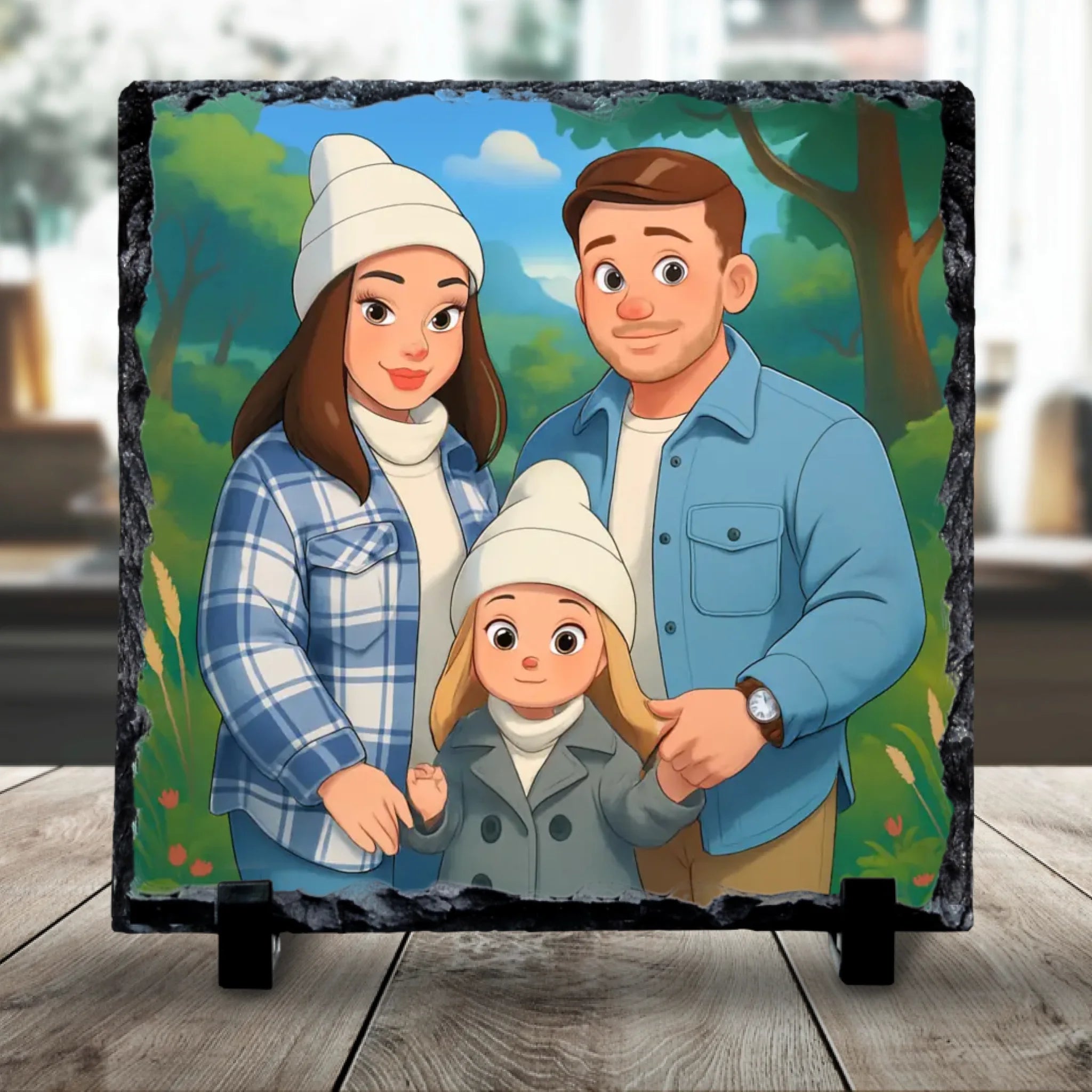 Custom Personalised Cartoon Portrait on Slate – Fairytale Style Gift