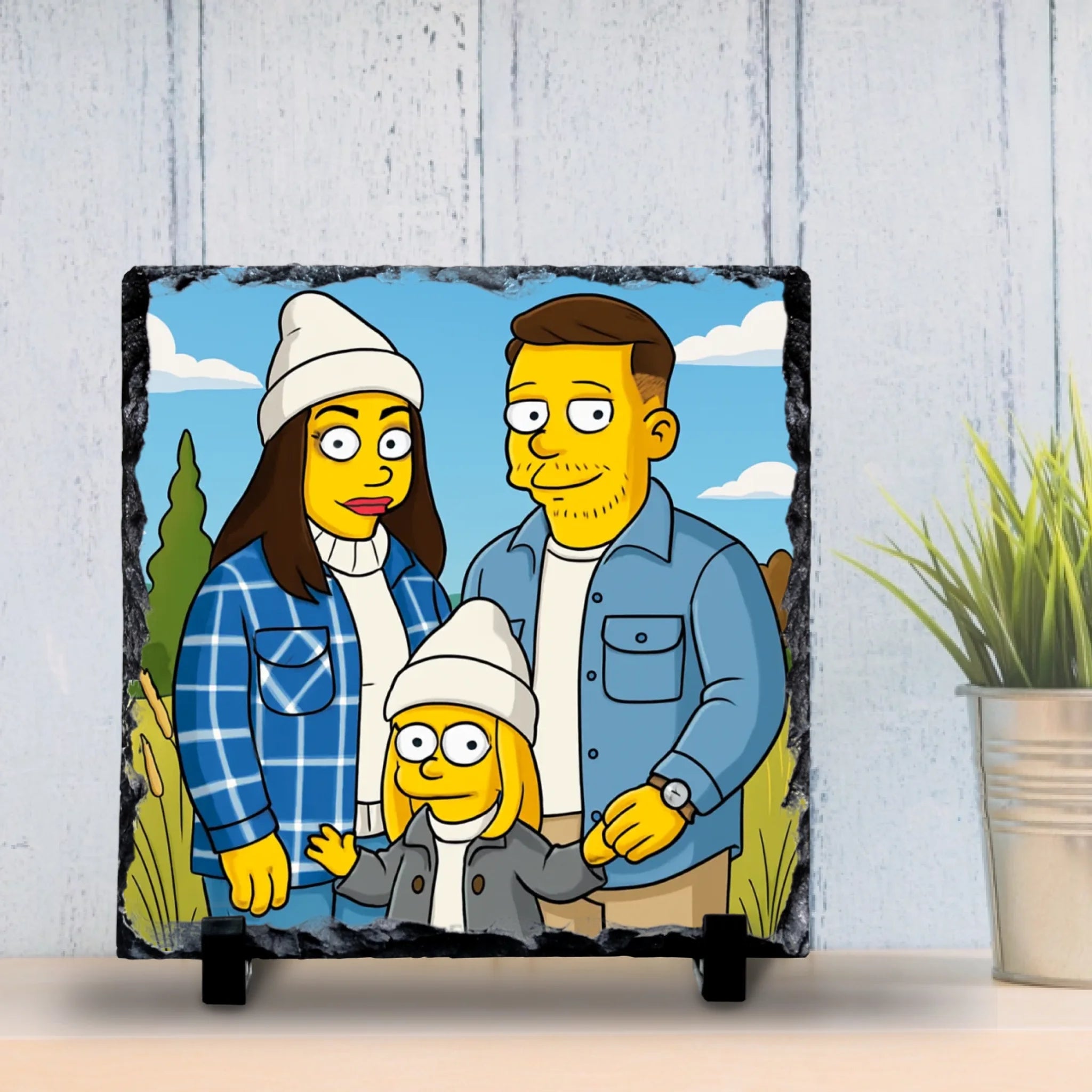 Custom Personalised Cartoon Portrait on Slate - Inspired on Our Favourite US Cartoon