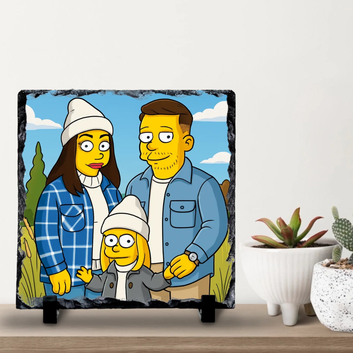 Custom Personalised Cartoon Portrait on Slate - Inspired on Our Favourite US Cartoon