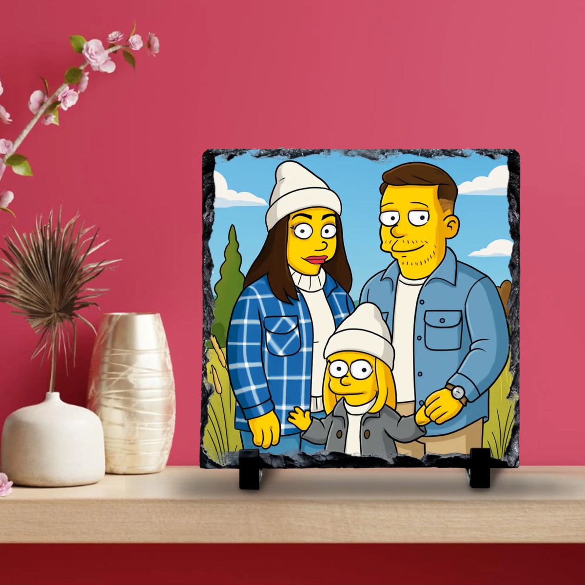 Custom Personalised Cartoon Portrait on Slate - Inspired on Our Favourite US Cartoon