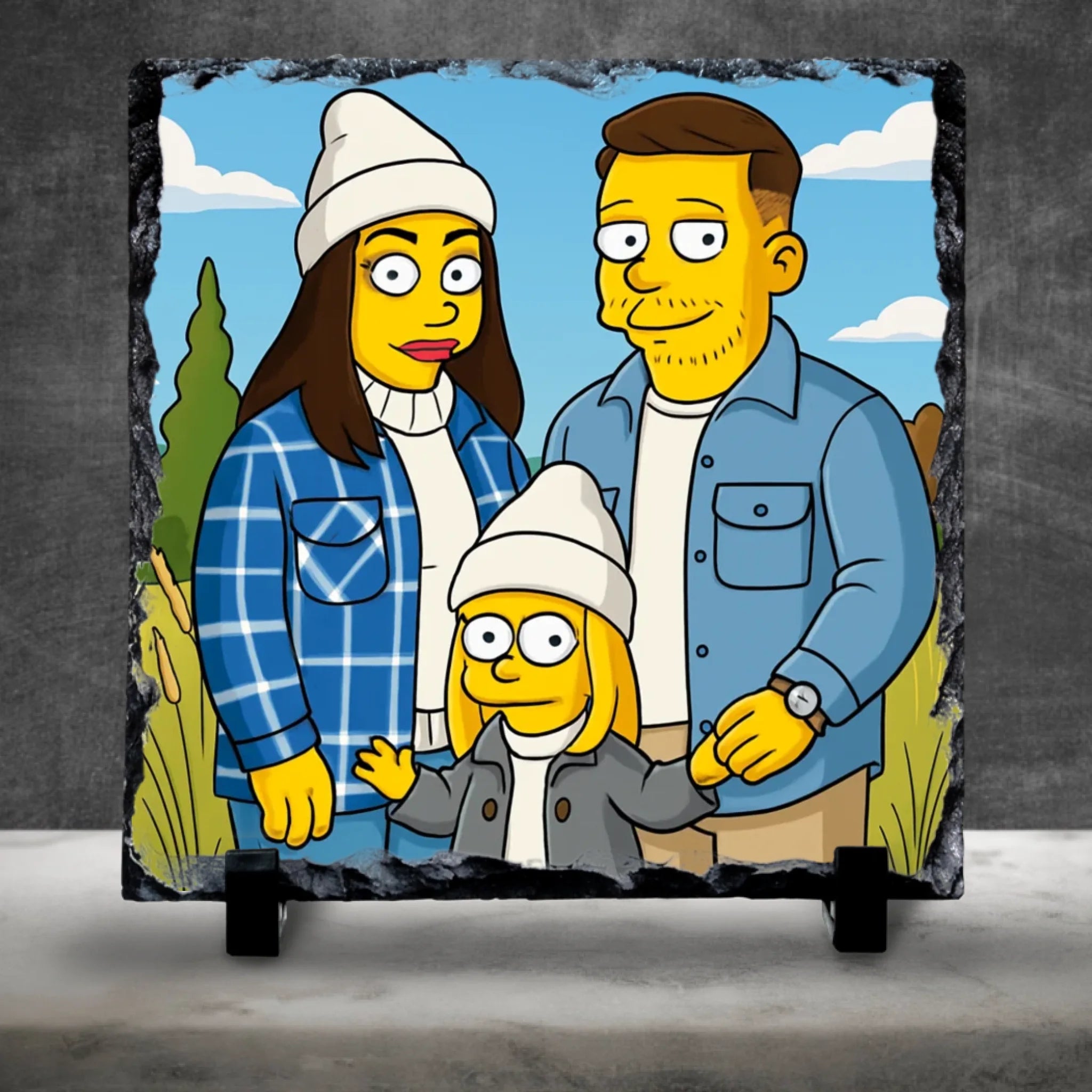 Custom Personalised Cartoon Portrait on Slate - Inspired on Our Favourite US Cartoon