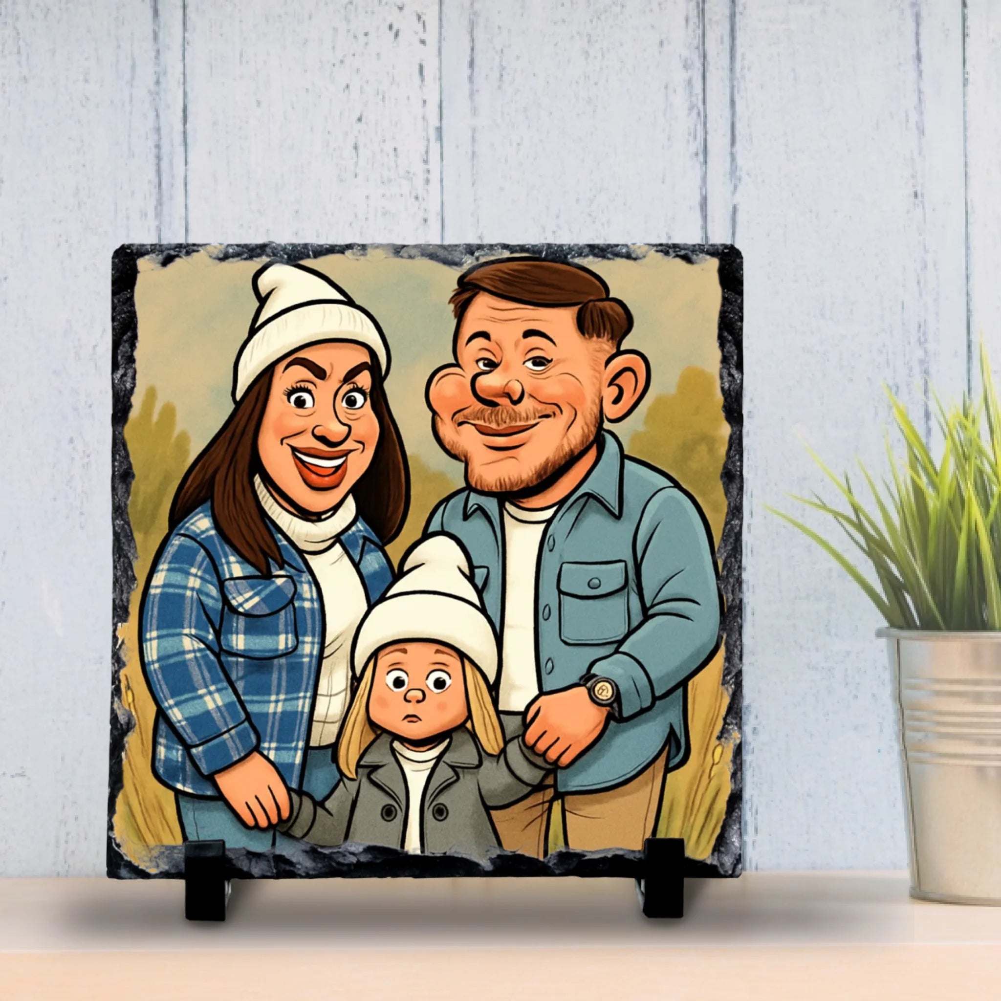 Custom Personalised Cartoon Portrait on Slate - Cartoon Caricature