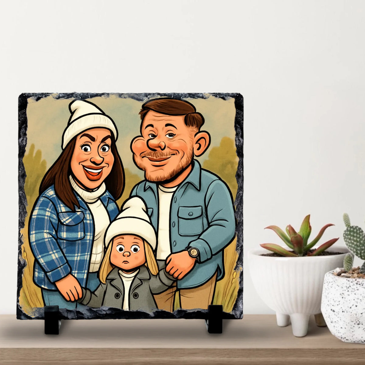 Custom Personalised Cartoon Portrait on Slate - Cartoon Caricature