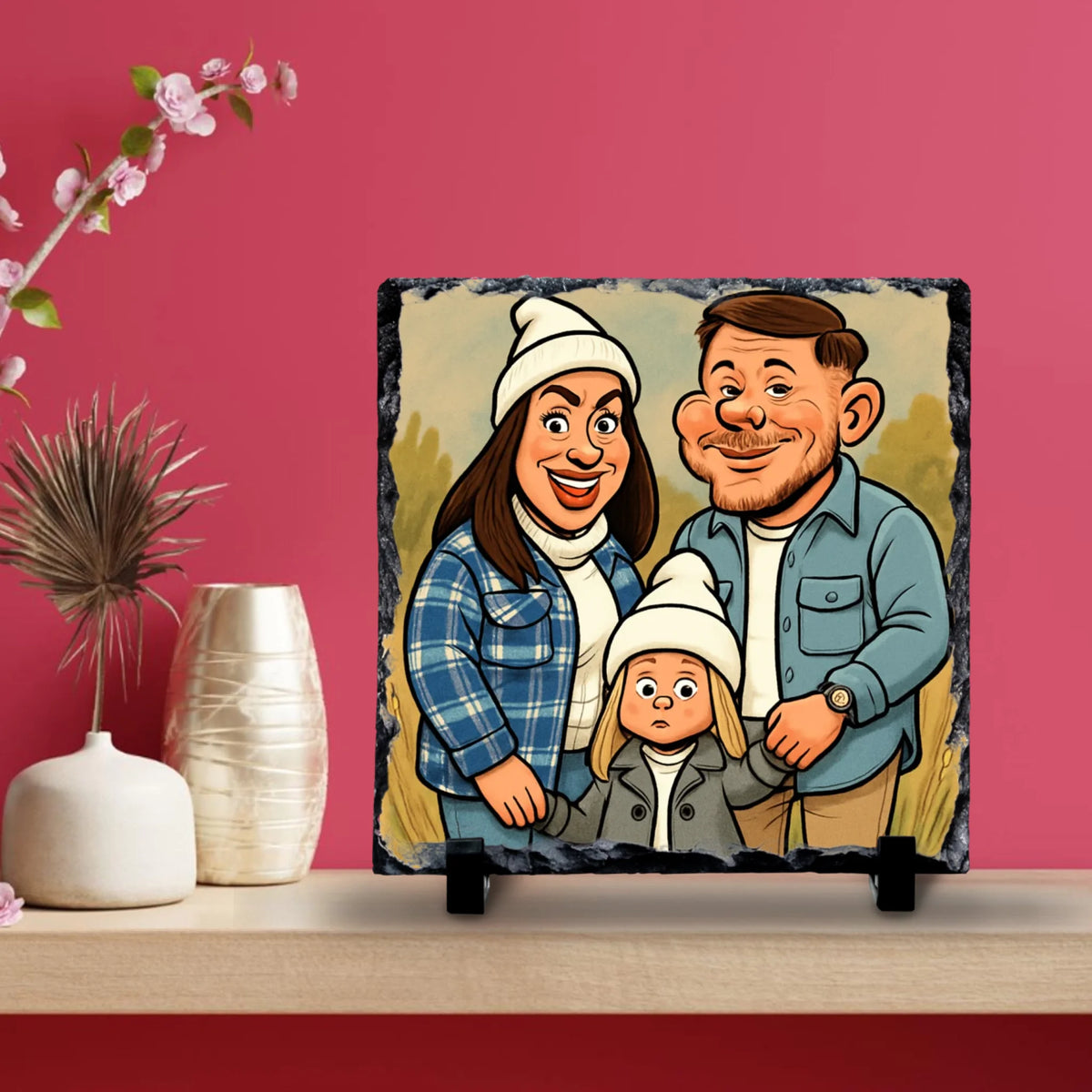 Custom Personalised Cartoon Portrait on Slate - Cartoon Caricature