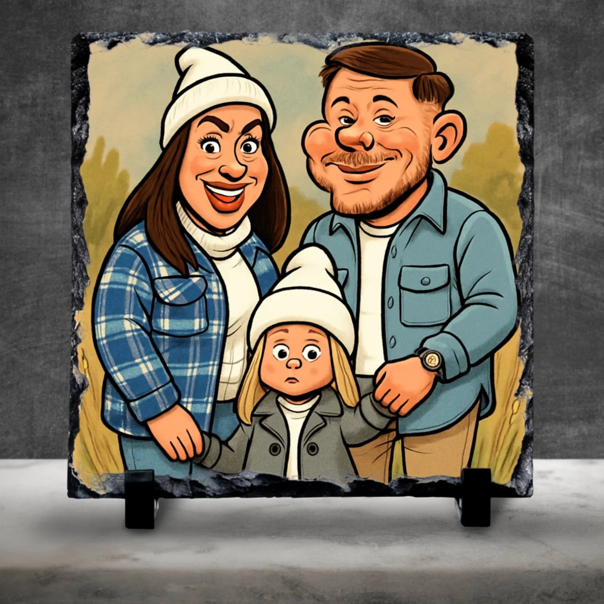 Custom Personalised Cartoon Portrait on Slate - Cartoon Caricature