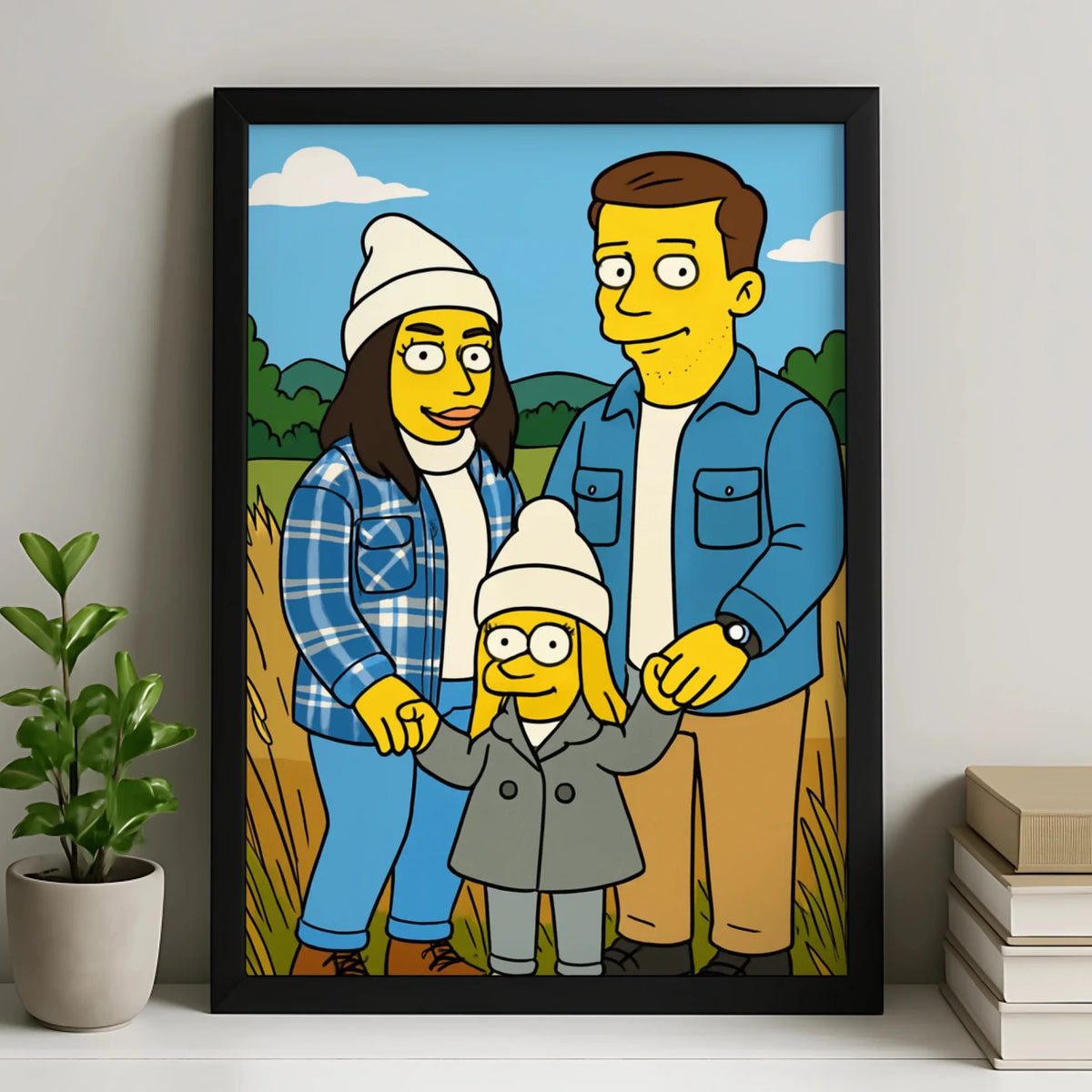 Custom Cartoon Portrait | Personalised US Cartoon Portrait Photo Frame | A4 & A3