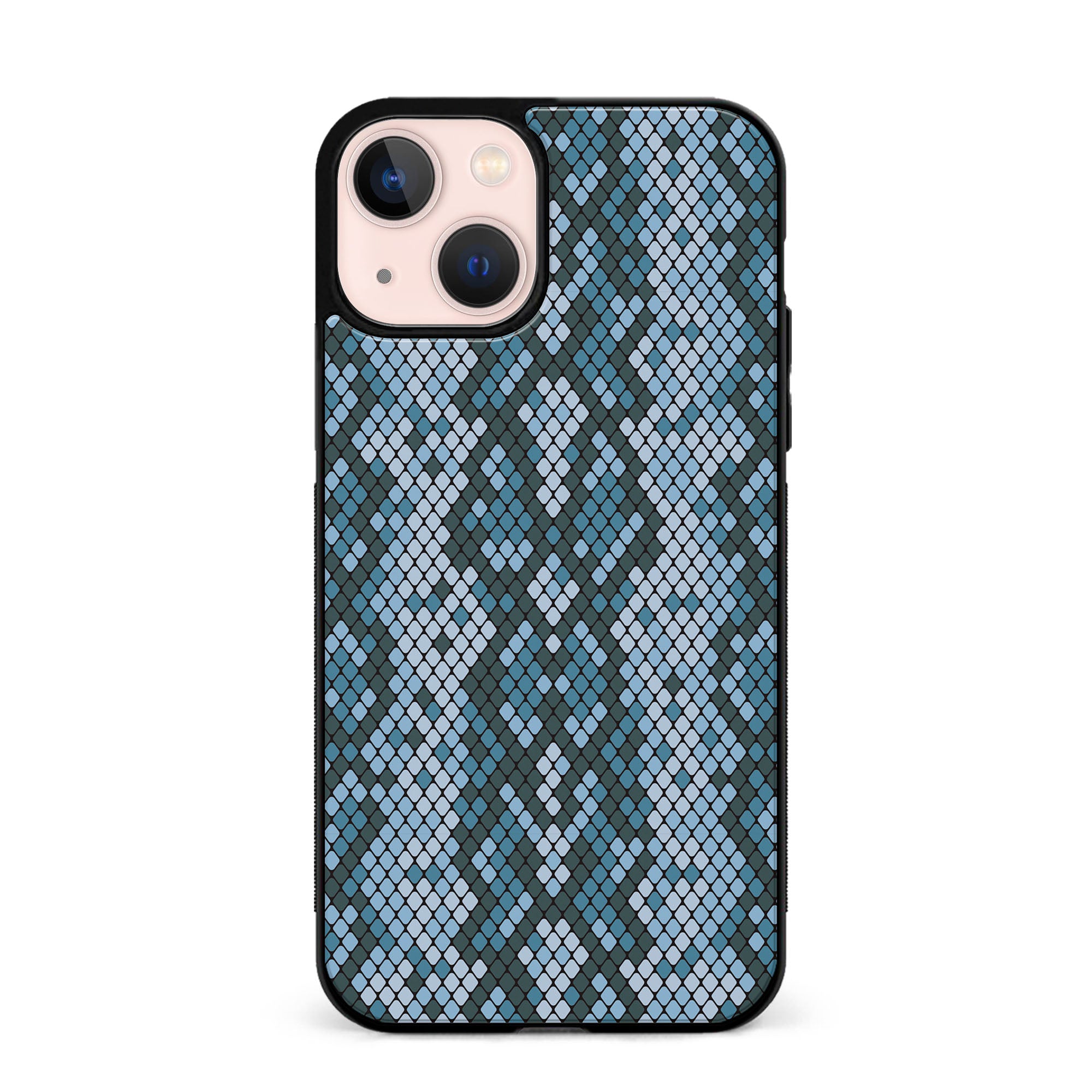 Blue Snakeskin Print Rubber Phone Case for iPhone, Samsung, Huawei & Pixel