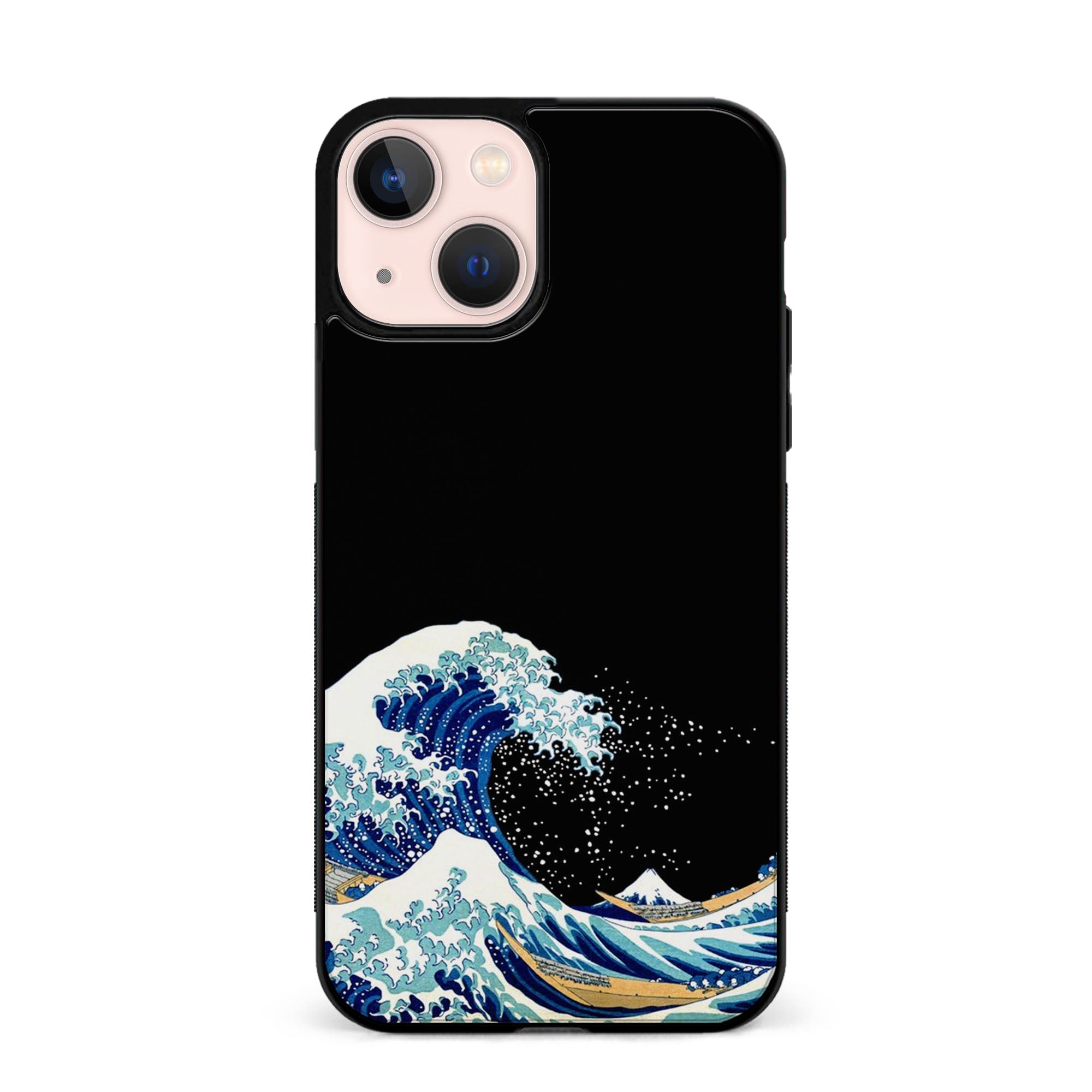 Black Great Wave Of Kanagawa Rubber Phone Case for iPhone, Samsung, Huawei & Pixel