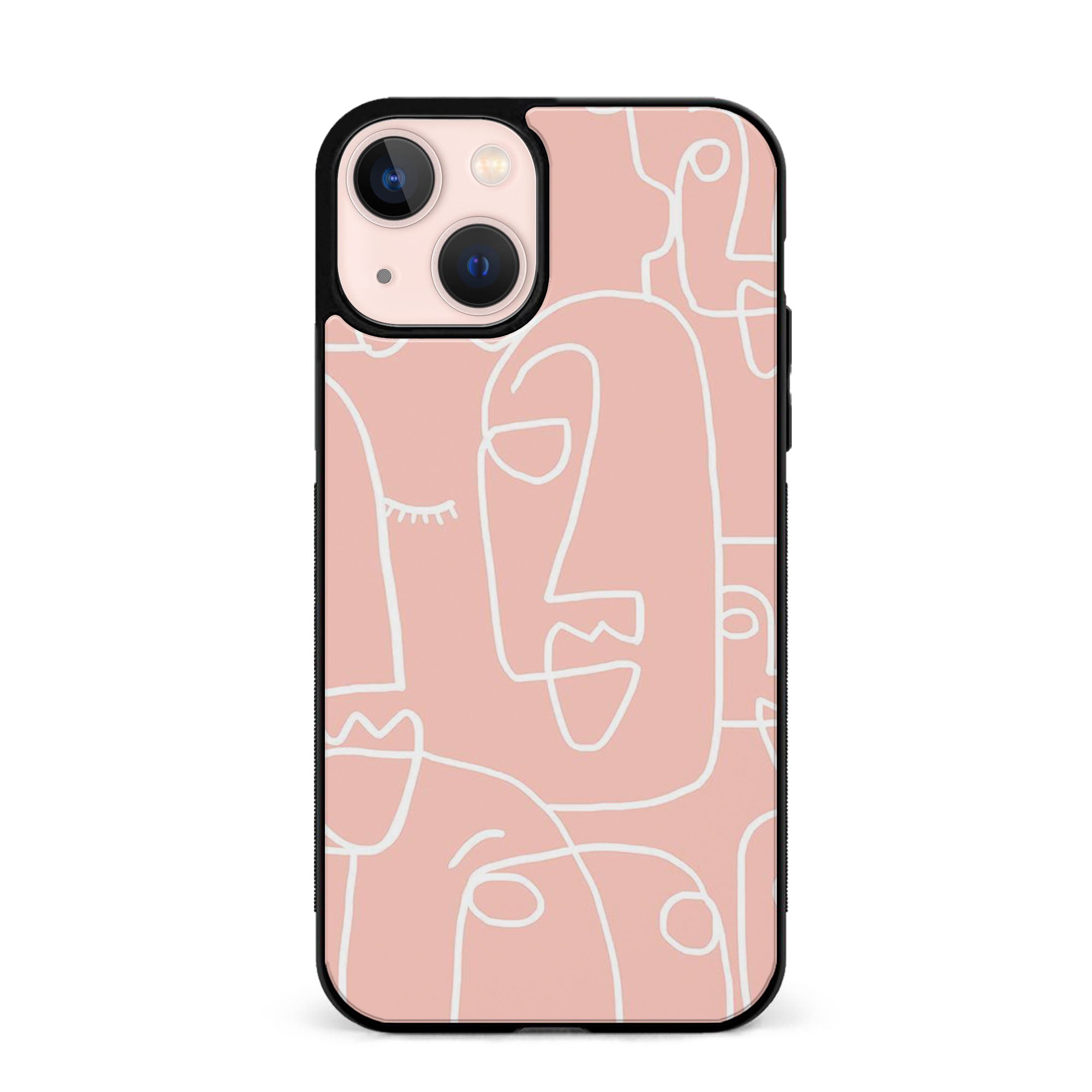 Aesthetic Pastel Pink Line Art Rubber Phone Case for iPhone, Samsung, Huawei & Pixel