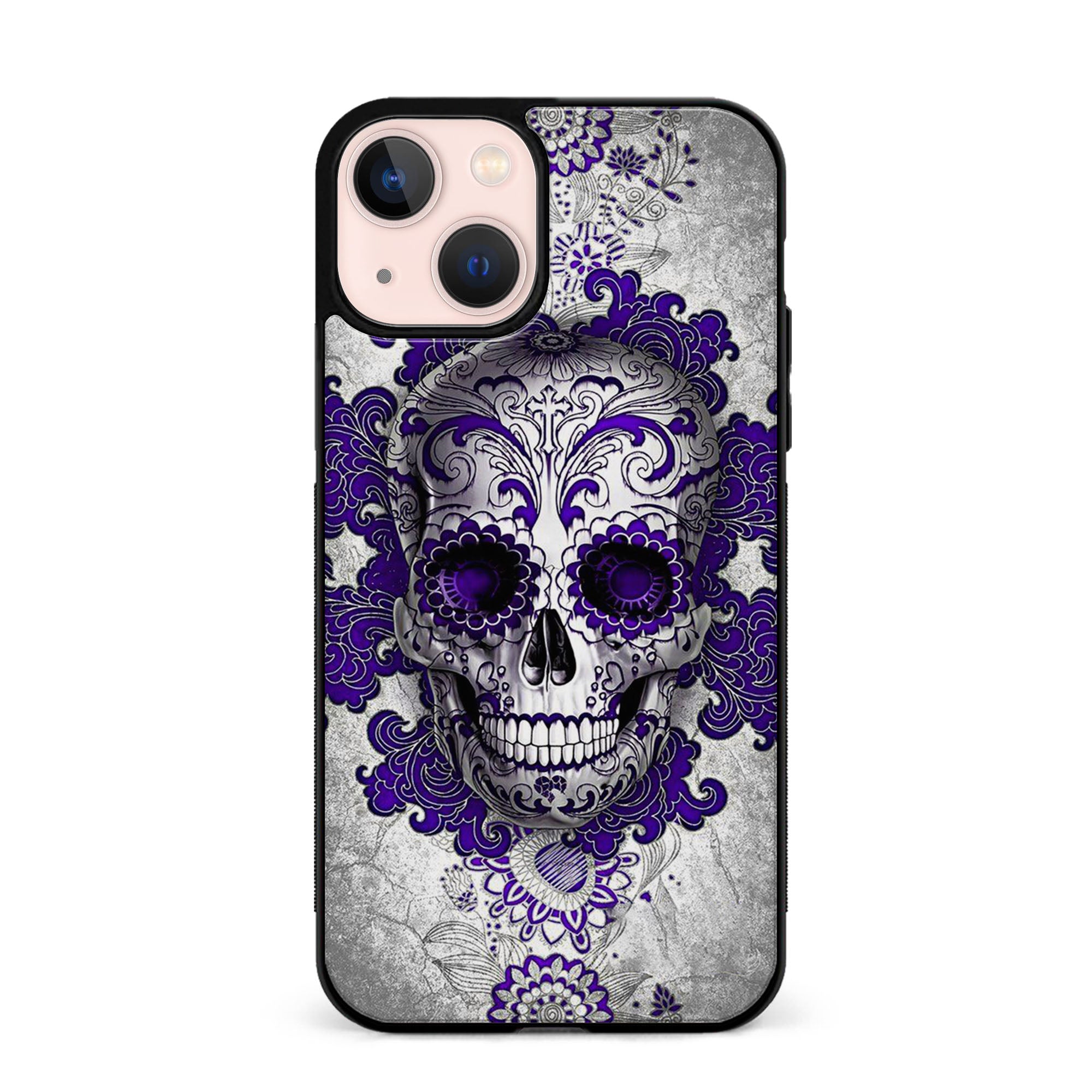 Purple Sugar Skull Rubber Phone Case for iPhone, Samsung, Huawei & Pixel