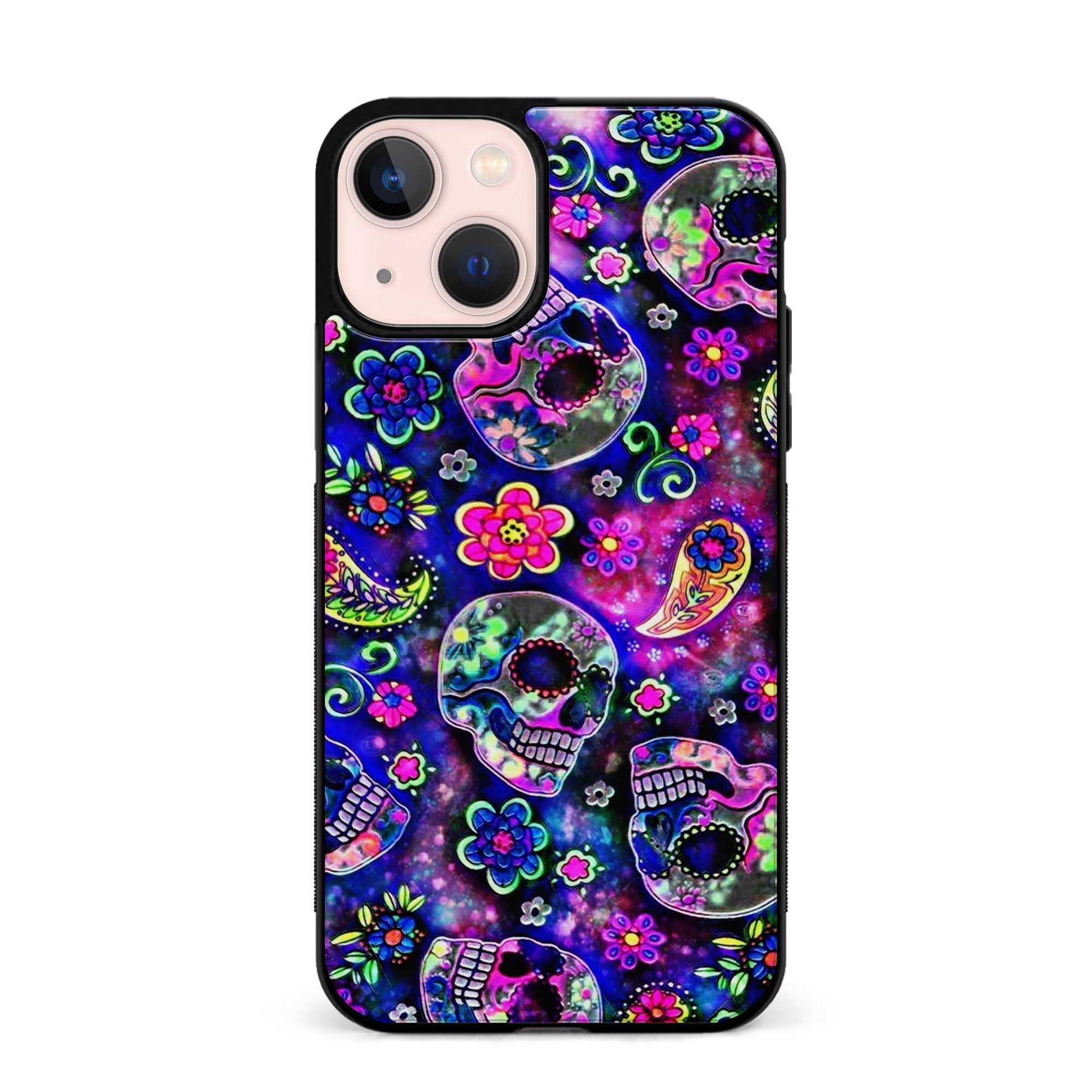 Colourful Floral & Skulls Pattern Rubber Phone Case for iPhone, Samsung, Huawei & Pixel