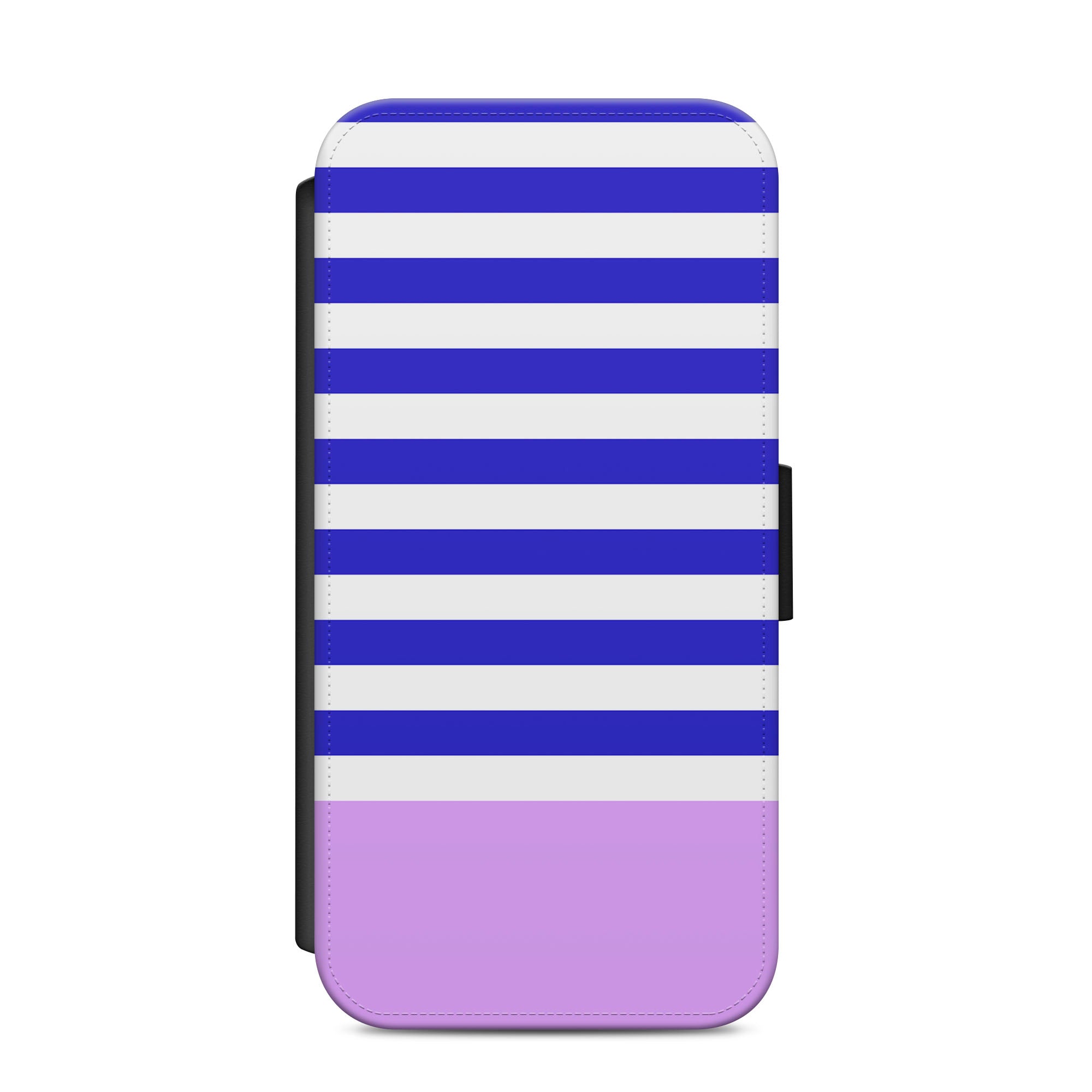 Blue & Purple Stripes Faux Leather Flip Case Wallet for iPhone / Samsung