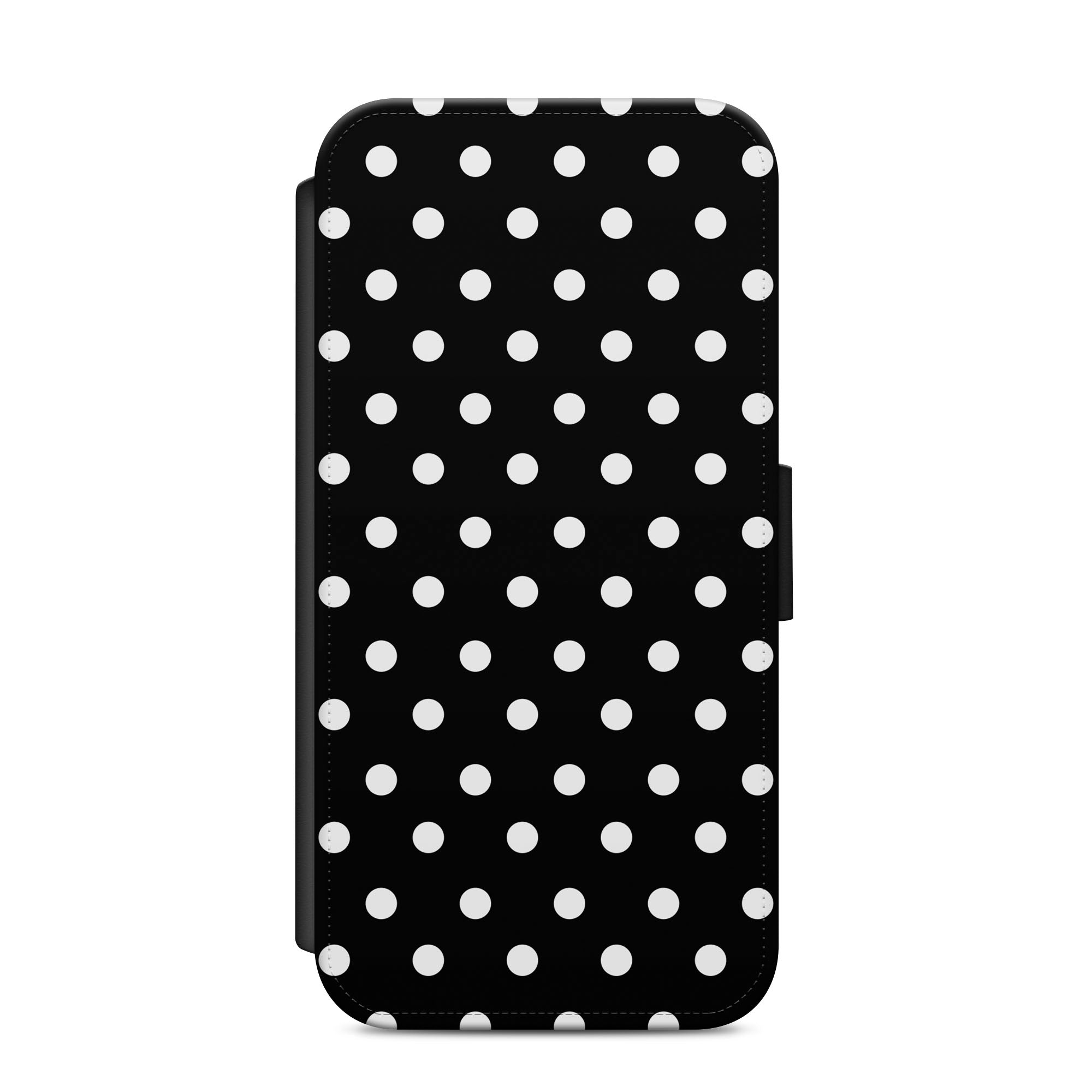 Black & White Polka Dots Faux Leather Flip Case Wallet for iPhone / Samsung