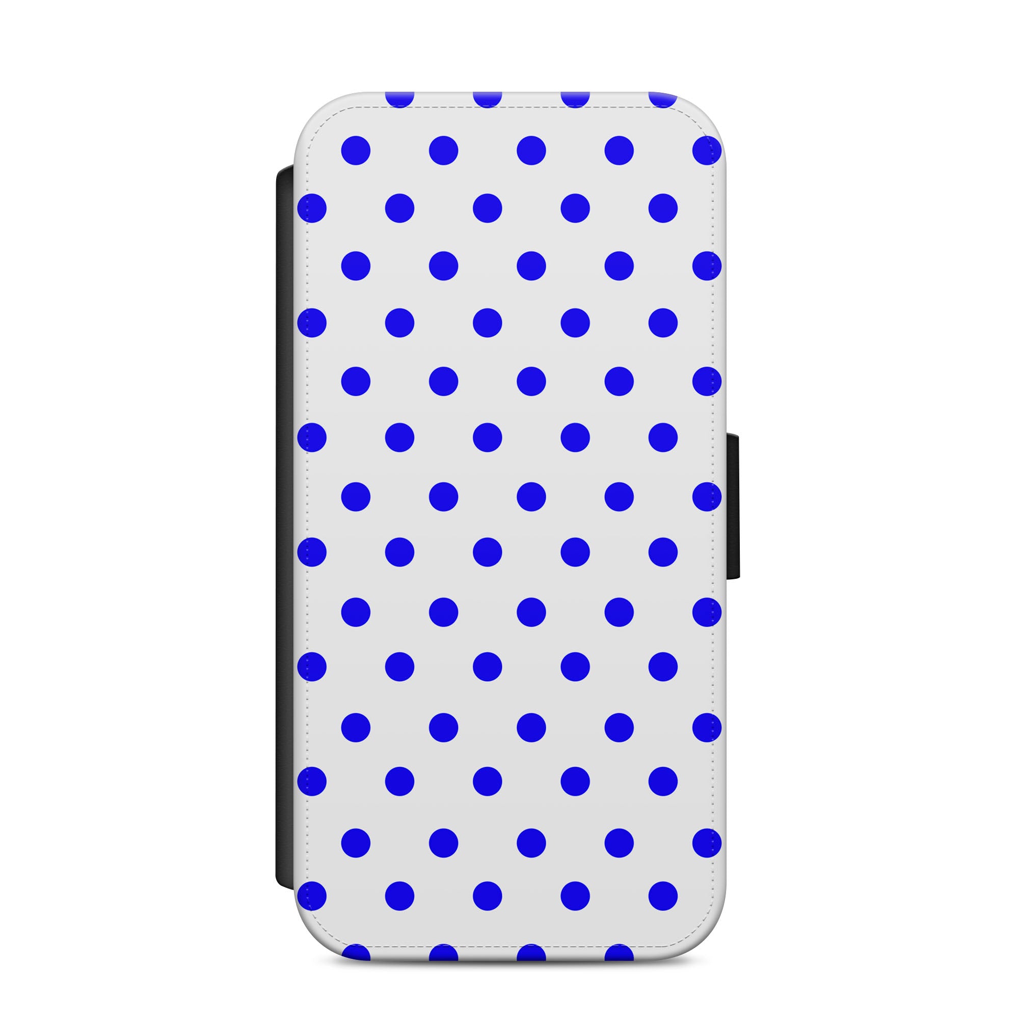 Blue & White Polka Dots Faux Leather Flip Case Wallet for iPhone / Samsung