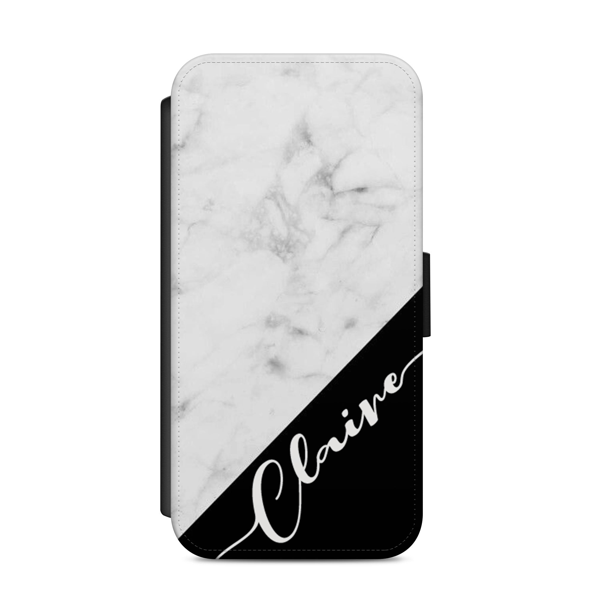 Personalised Marble Faux Leather Flip Case Wallet for iPhone / Samsung