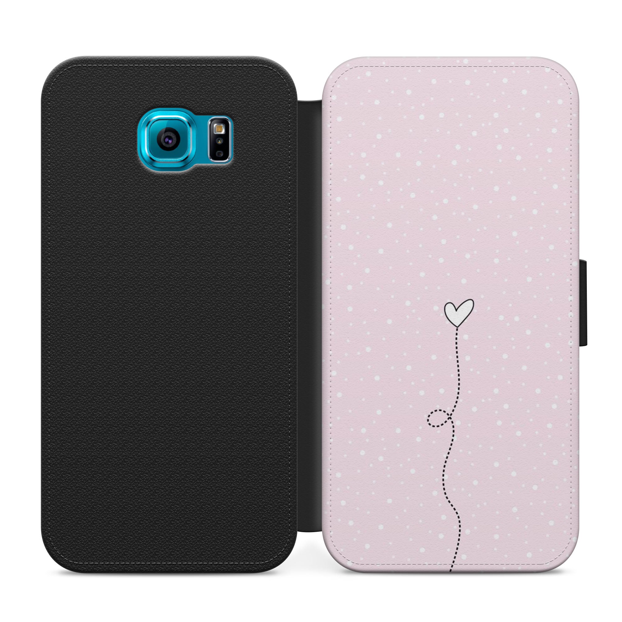 Love Heart On Dots Faux Leather Flip Case Wallet for iPhone / Samsung