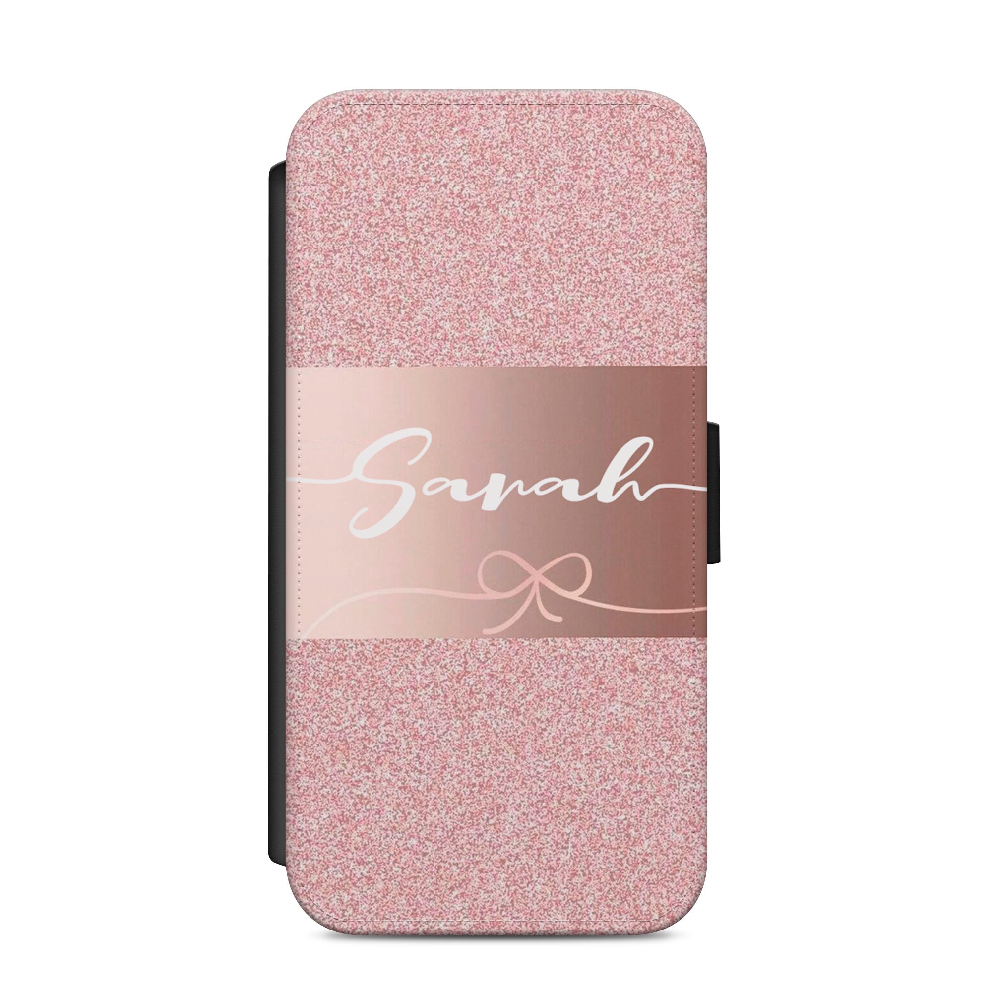 Personalised Rose Gold Print Faux Leather Flip Case Wallet for iPhone / Samsung