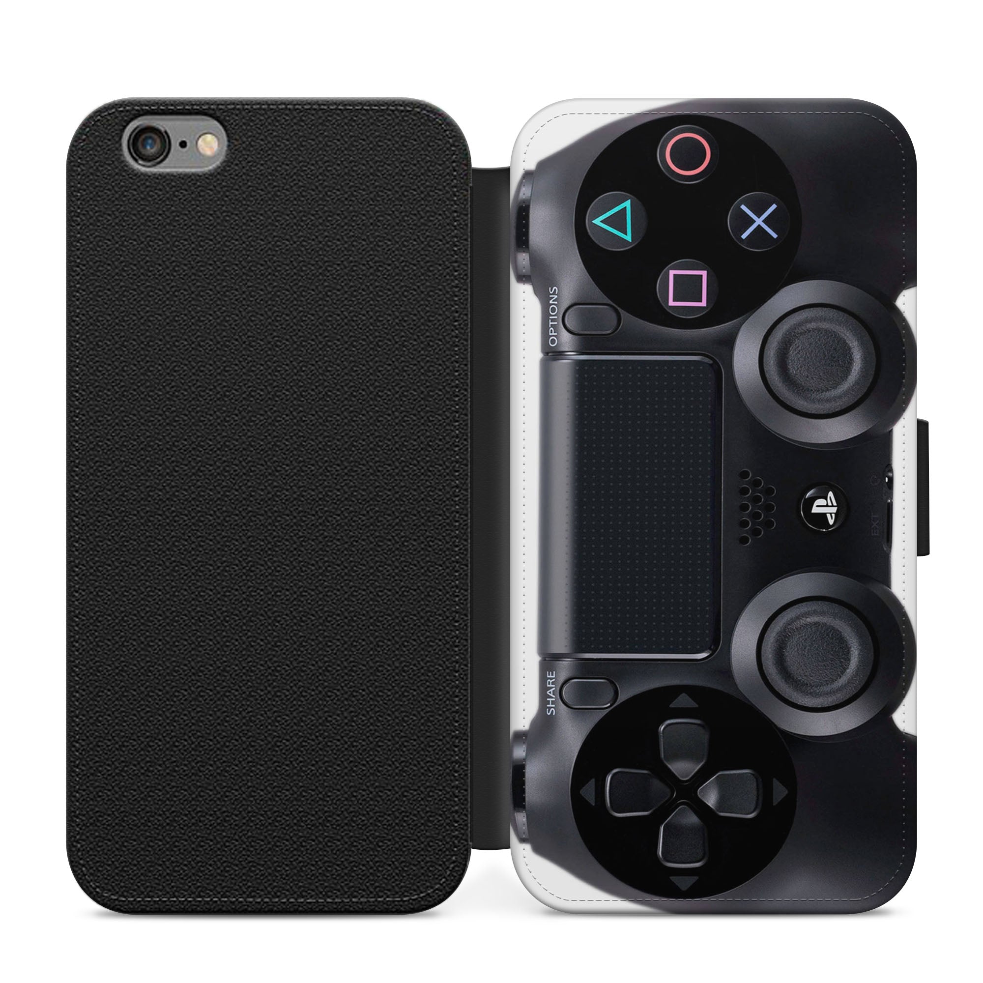 PS Controller Icons Faux Leather Flip Case Wallet for iPhone / Samsung