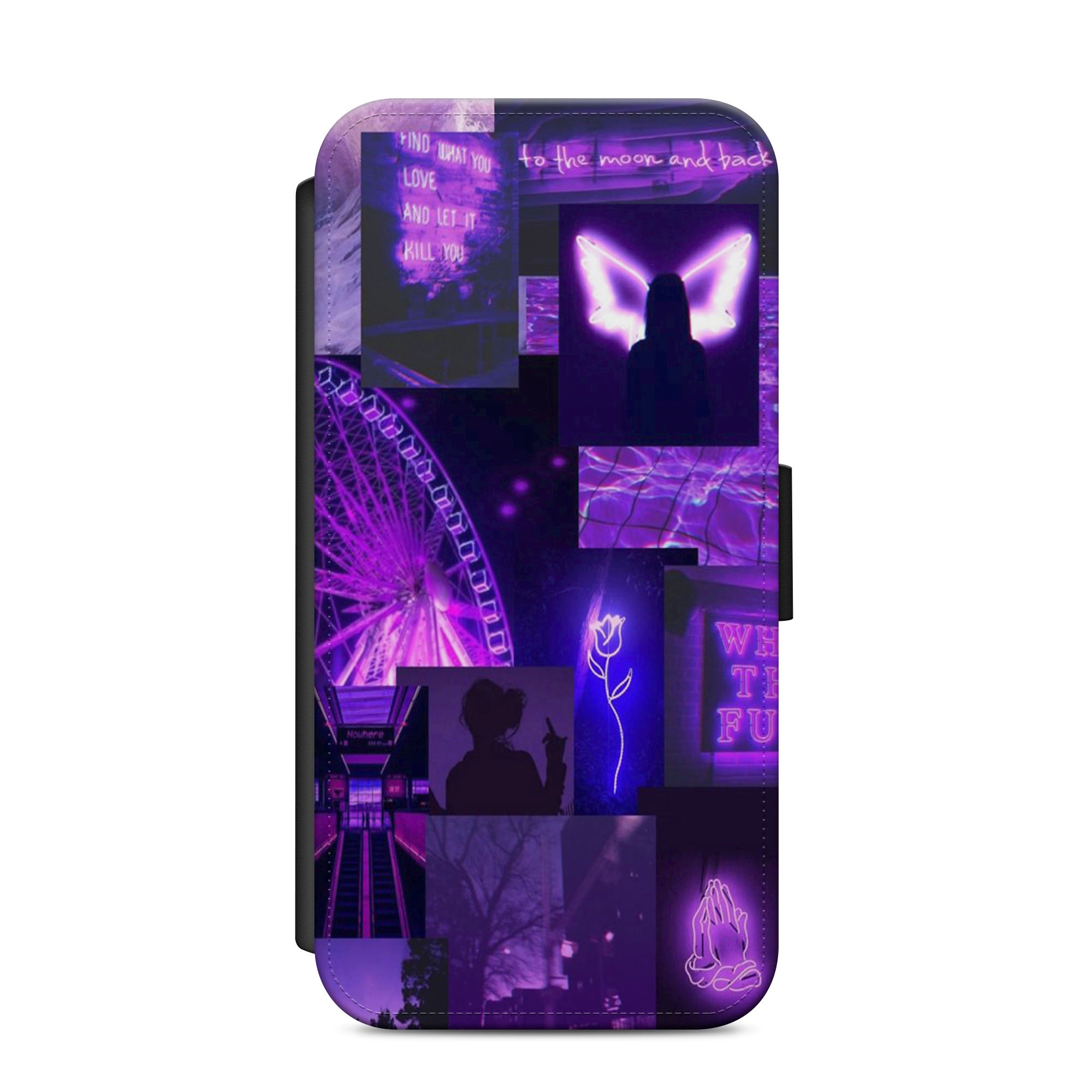 Aesthetic Purple Collage Faux Leather Flip Case Wallet for iPhone / Samsung