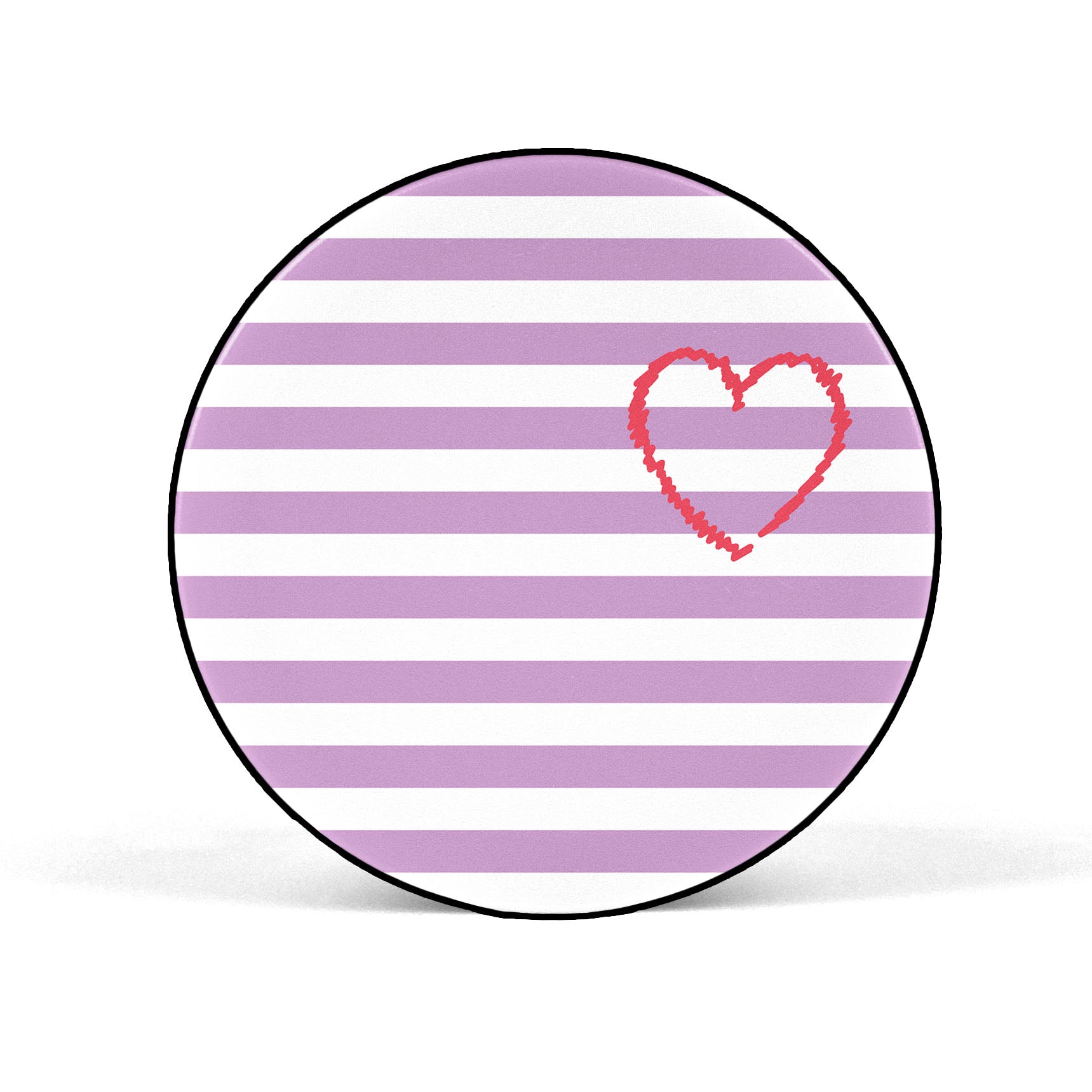 Heart On Pink & White Stripes Mobile Phone Holder Grip - SCOTTSY