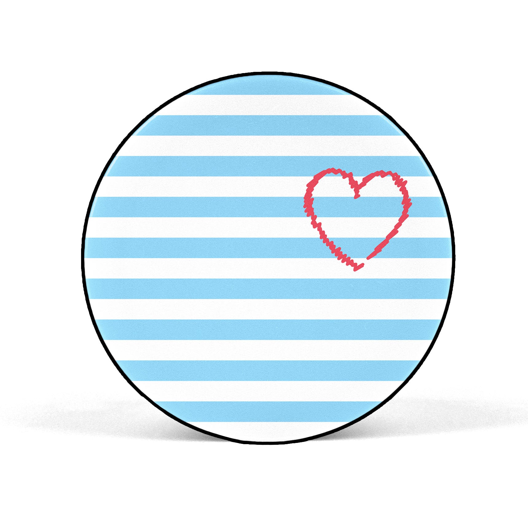Heart On Blue & White Stripes Mobile Phone Holder Grip - SCOTTSY
