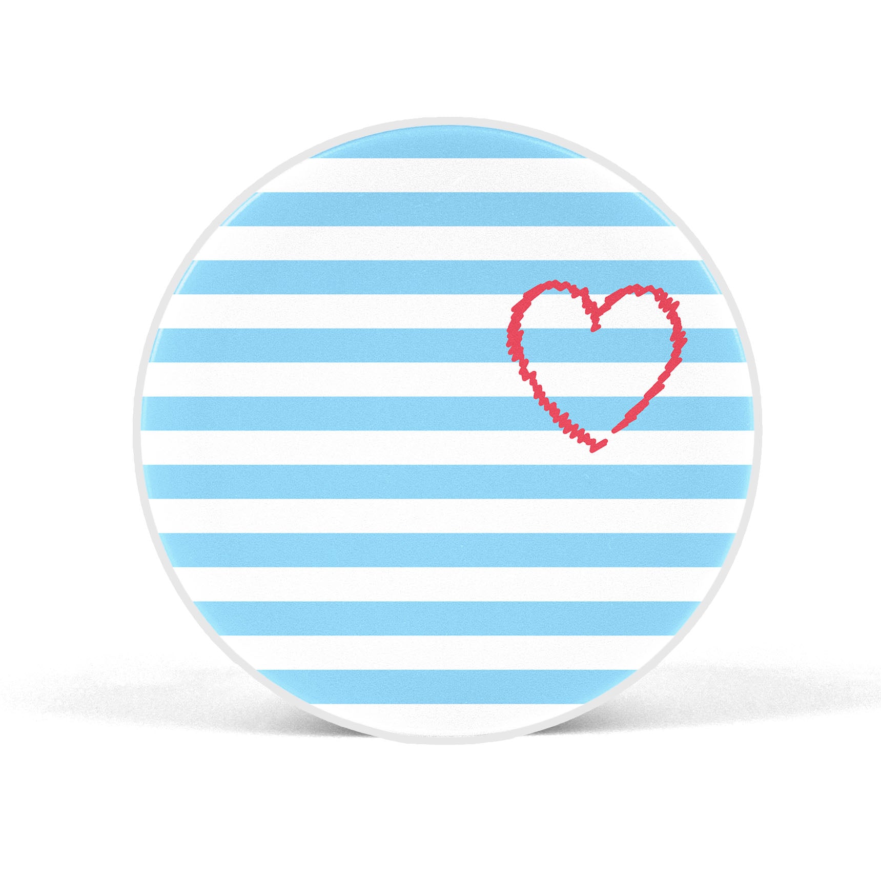 Heart On Blue & White Stripes Mobile Phone Holder Grip - SCOTTSY