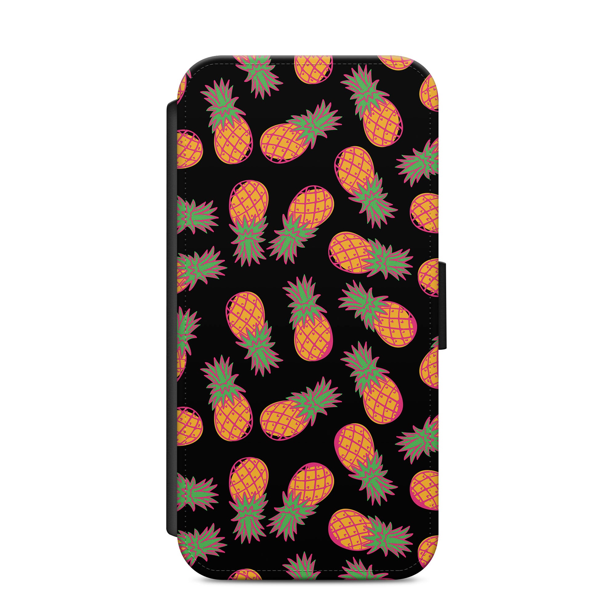 Black Pineapple Faux Leather Flip Case Wallet for iPhone / Samsung