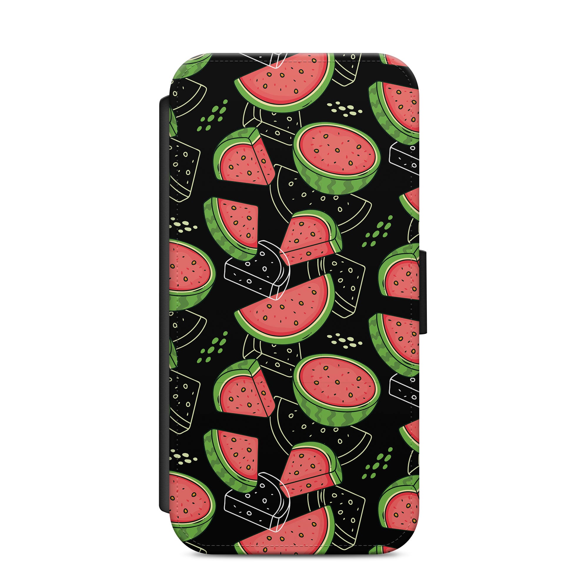 Black Watermelon Faux Leather Flip Case Wallet for iPhone / Samsung