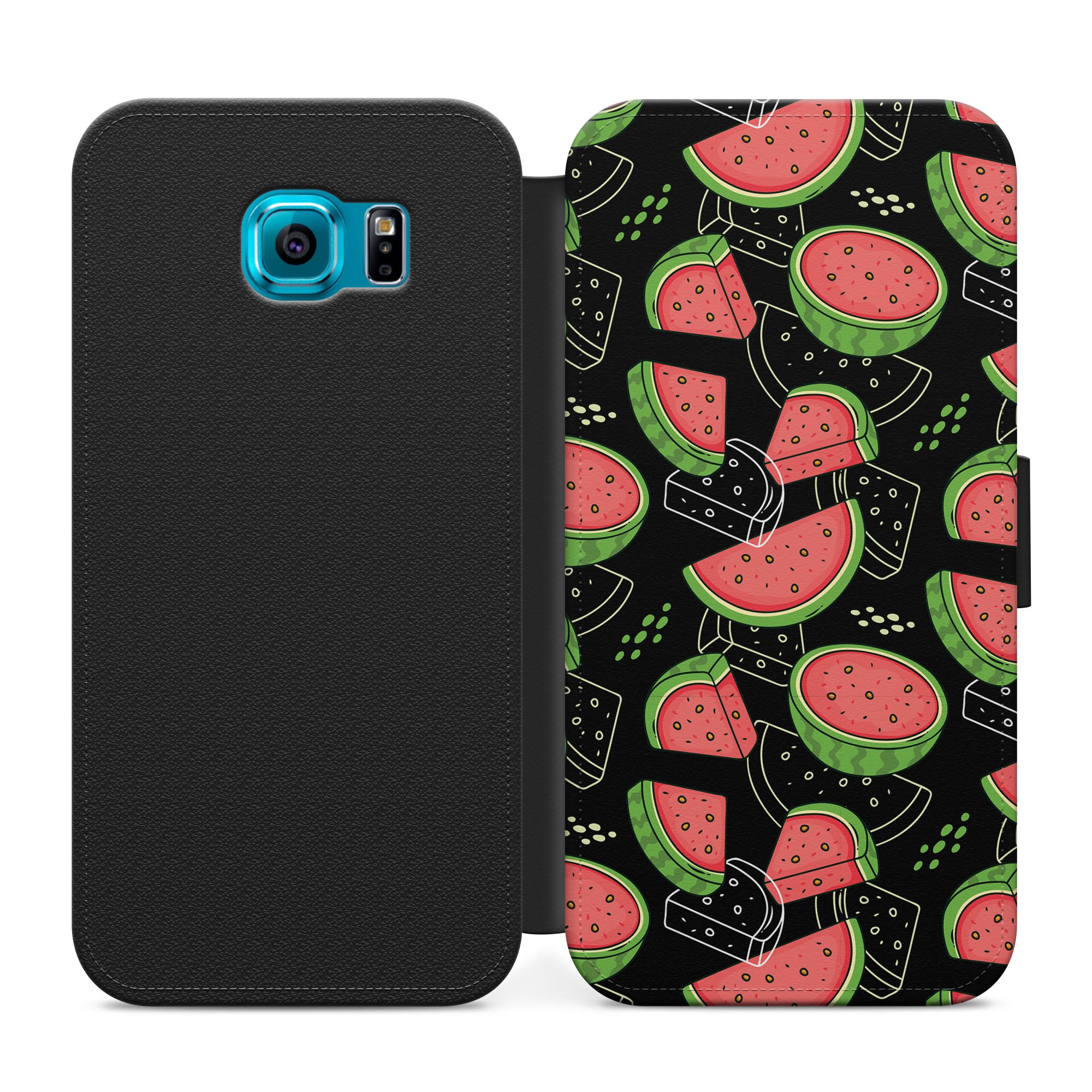 Black Watermelon Faux Leather Flip Case Wallet for iPhone / Samsung