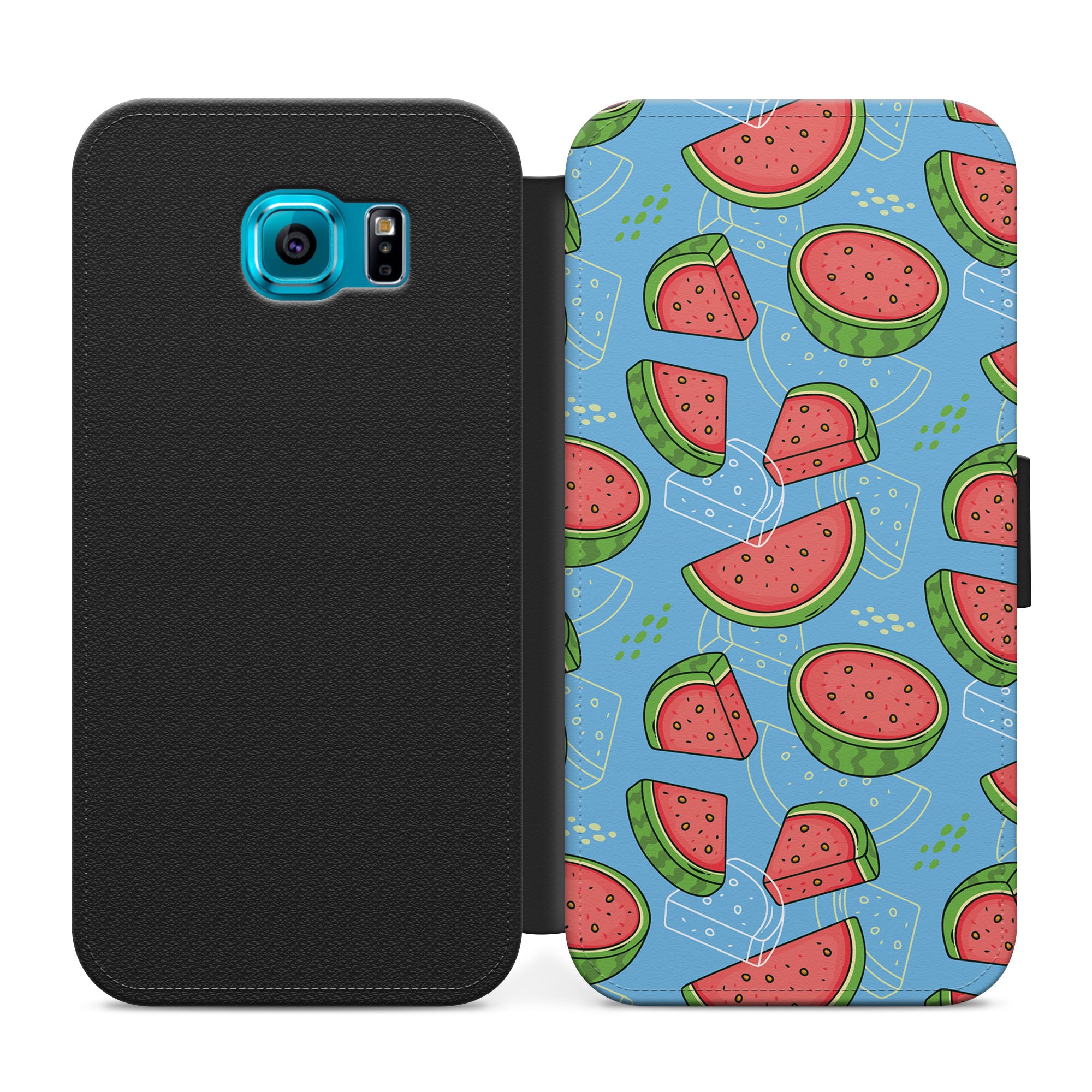 Blue Watermelon Faux Leather Flip Case Wallet for iPhone / Samsung