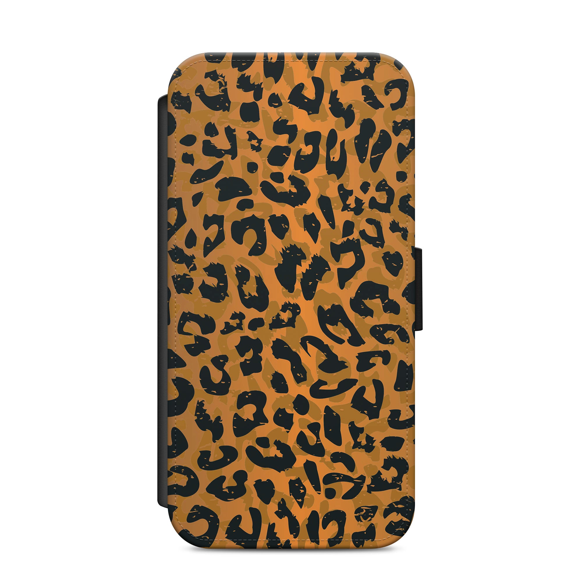 Orange Leopard Spots Print Faux Leather Flip Case Wallet for iPhone / Samsung