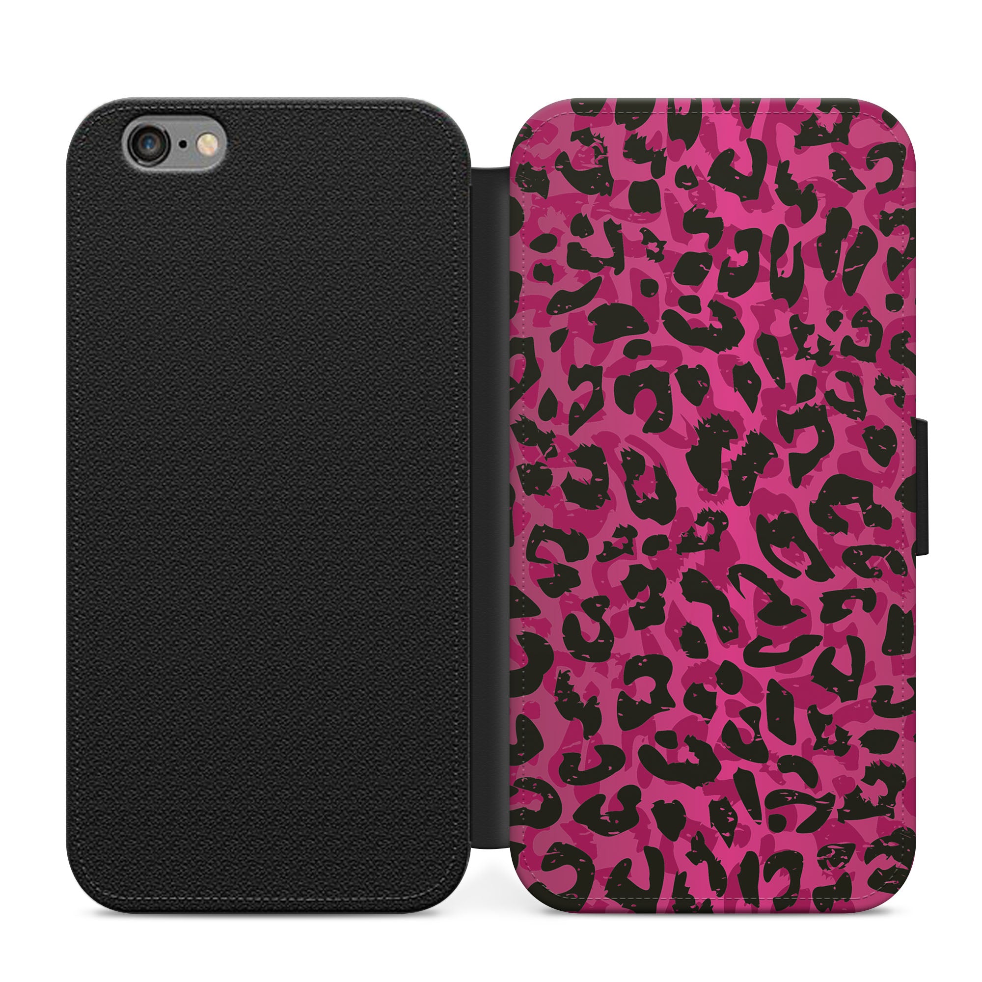Purple Leopard Spots Print Faux Leather Flip Case Wallet for iPhone / Samsung