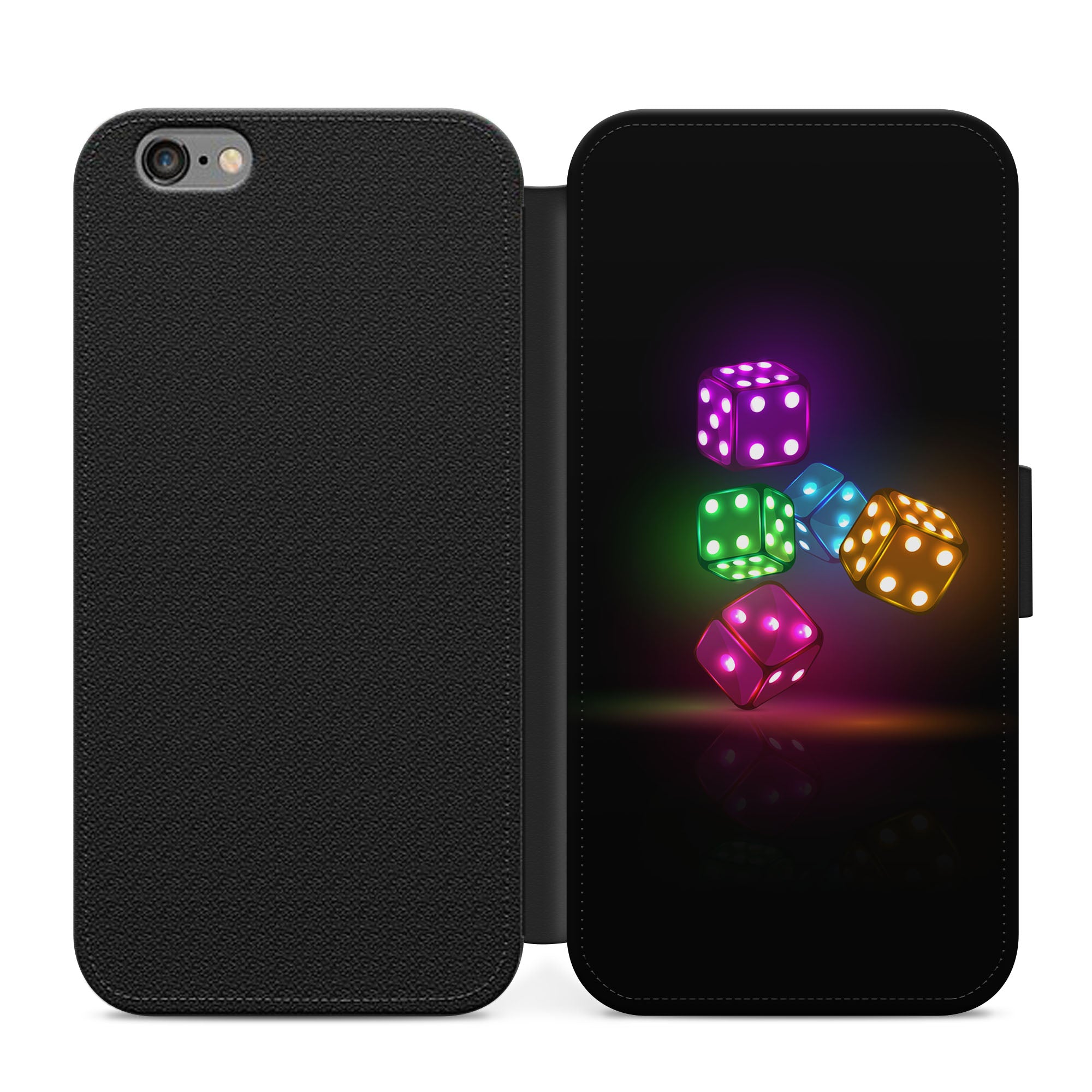 Neon Dice Faux Leather Flip Case Wallet for iPhone / Samsung