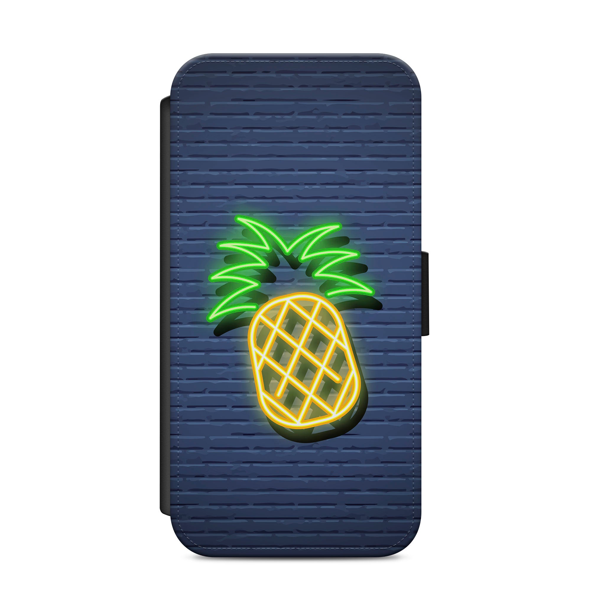 Neon Pineapple Faux Leather Flip Case Wallet for iPhone / Samsung