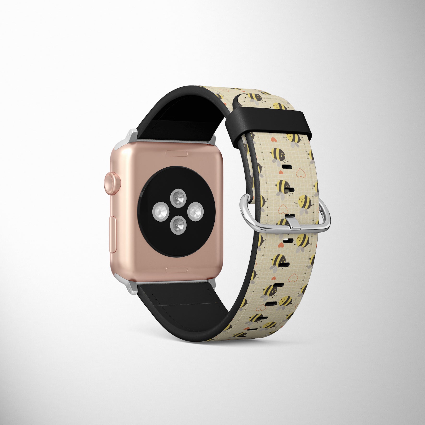 Bumble Bees & Hearts Faux Leather Apple Watch Band for Apple Watch 1,2,3,4,5,6,SE - www.scottsy.com
