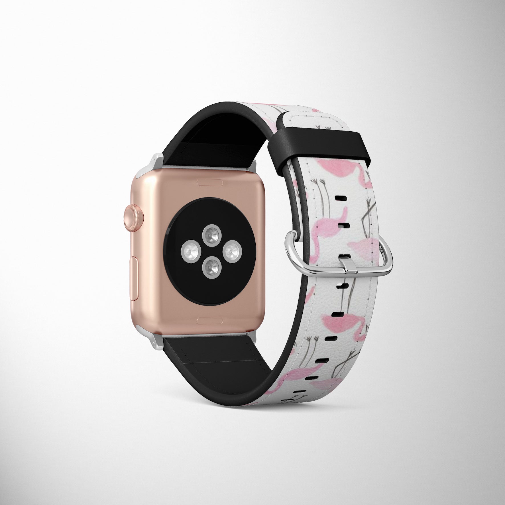 Pink Flamingo Faux Leather Apple Watch Band for Apple Watch 1,2,3,4,5,6,SE - www.scottsy.com
