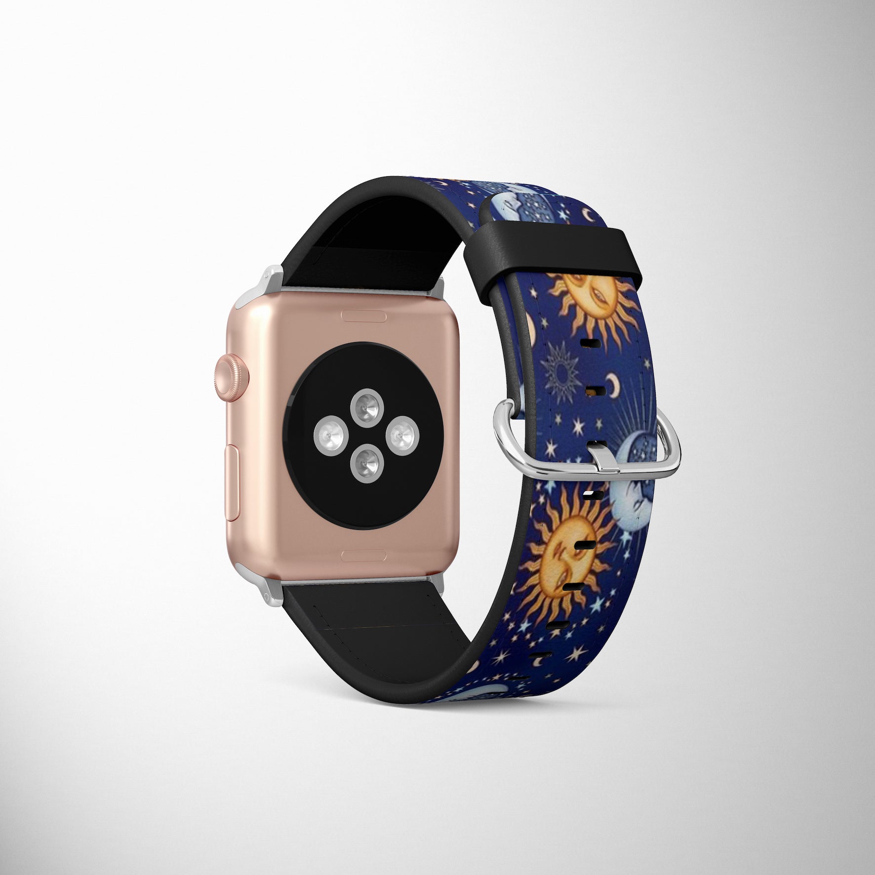 Moons & Stars Faux Leather Apple Watch Band for Apple Watch 1,2,3,4,5,6,SE - www.scottsy.com