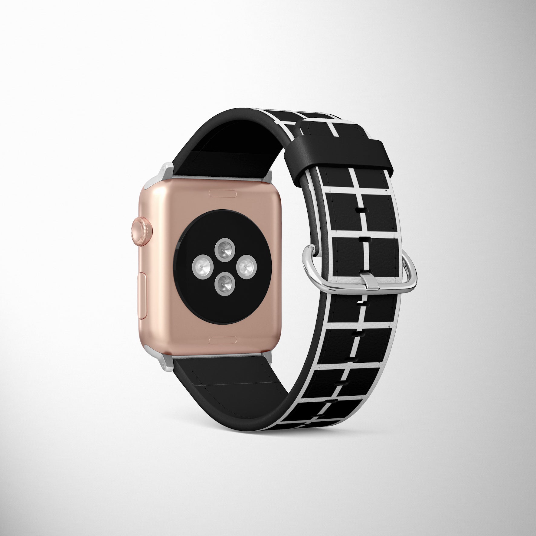 Black Square Pattern Faux Leather Apple Watch Band for Apple Watch 1,2,3,4,5,6,SE - www.scottsy.com