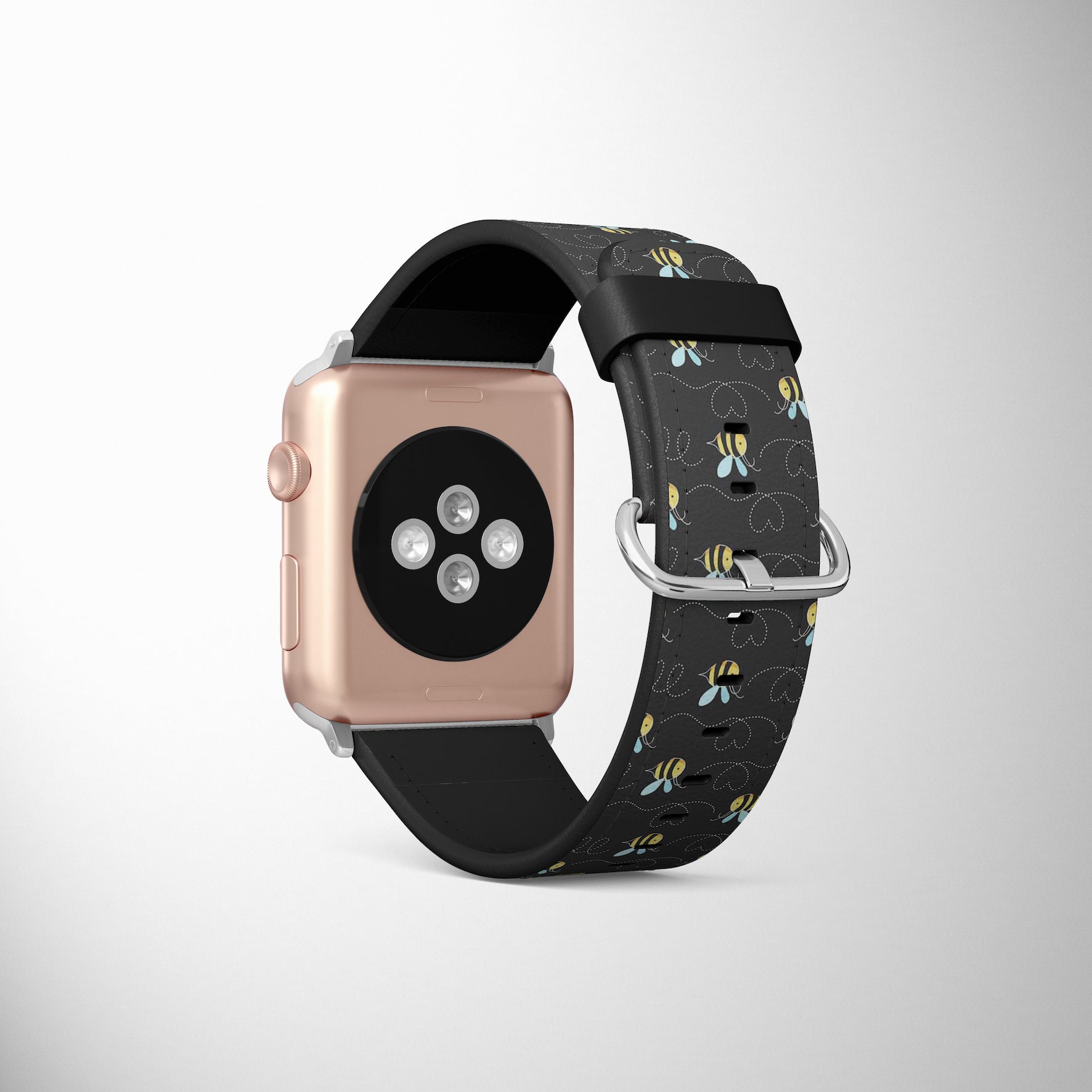 Bumble Bees & Hearts Faux Leather Apple Watch Band for Apple Watch 1,2,3,4,5,6,SE - www.scottsy.com