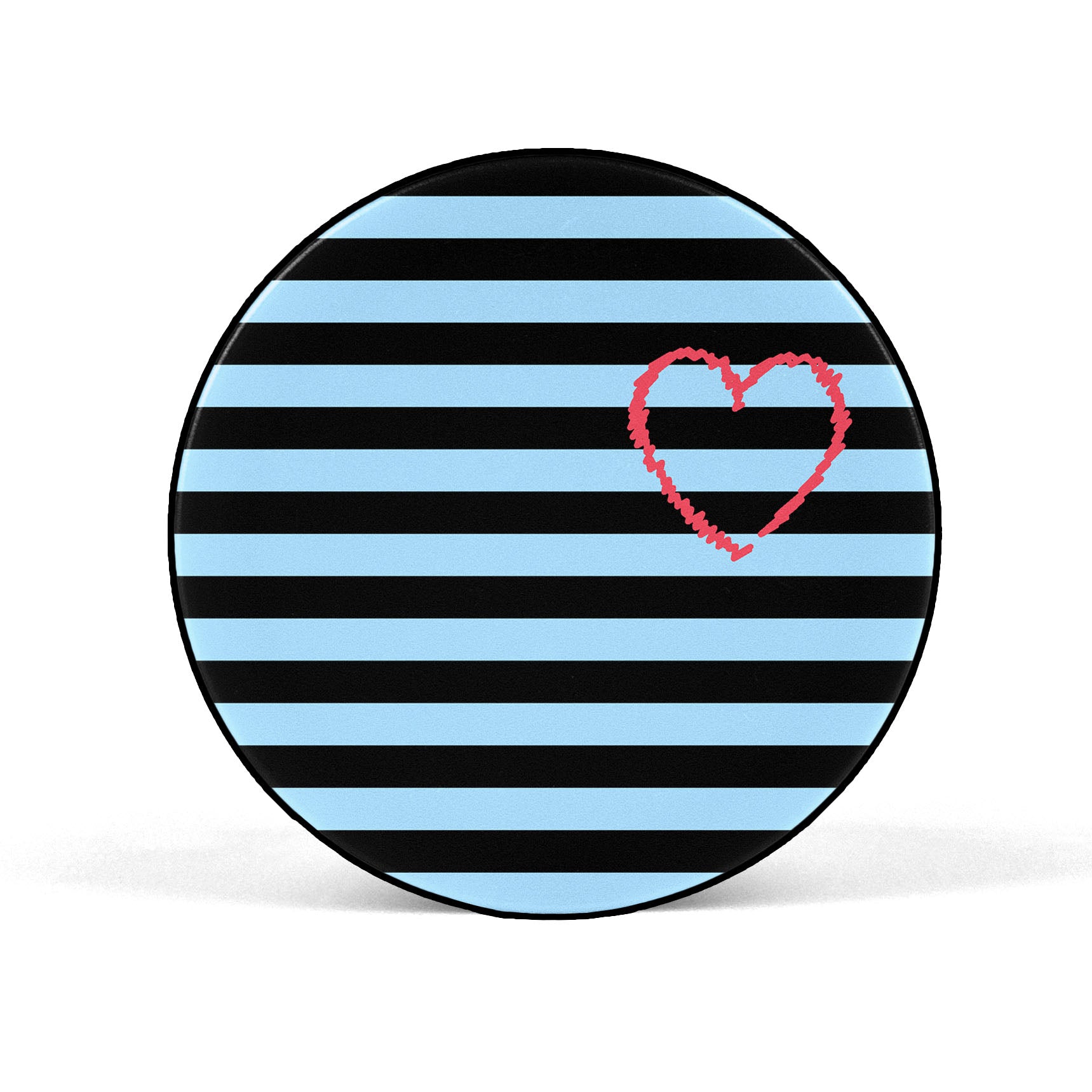 Heart On Blue & Black Stripes Mobile Phone Holder Grip - SCOTTSY