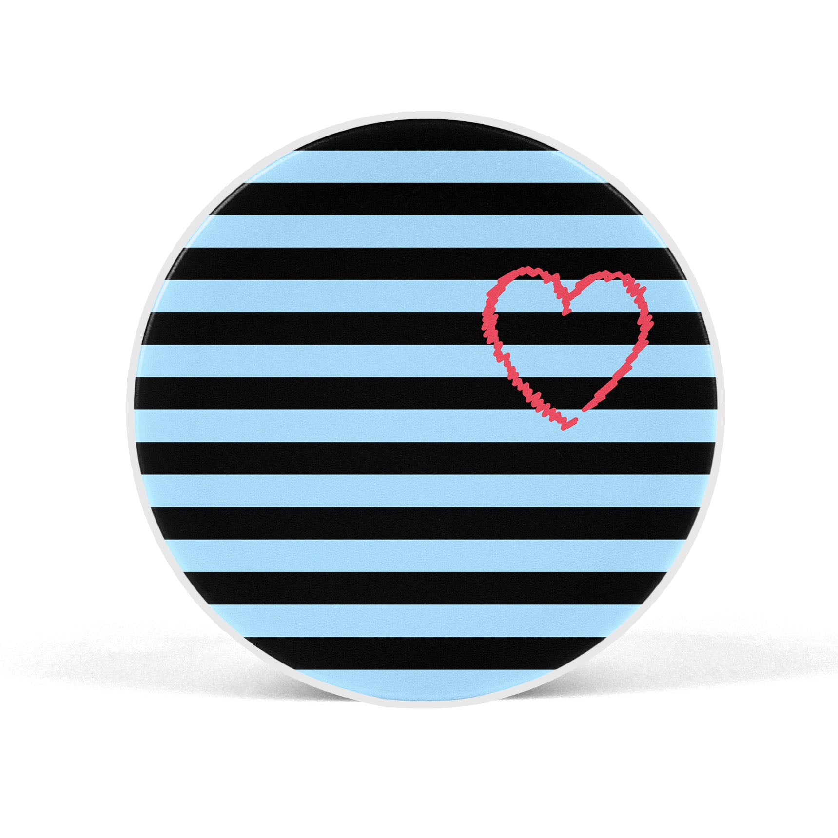 Heart On Blue & Black Stripes Mobile Phone Holder Grip - SCOTTSY
