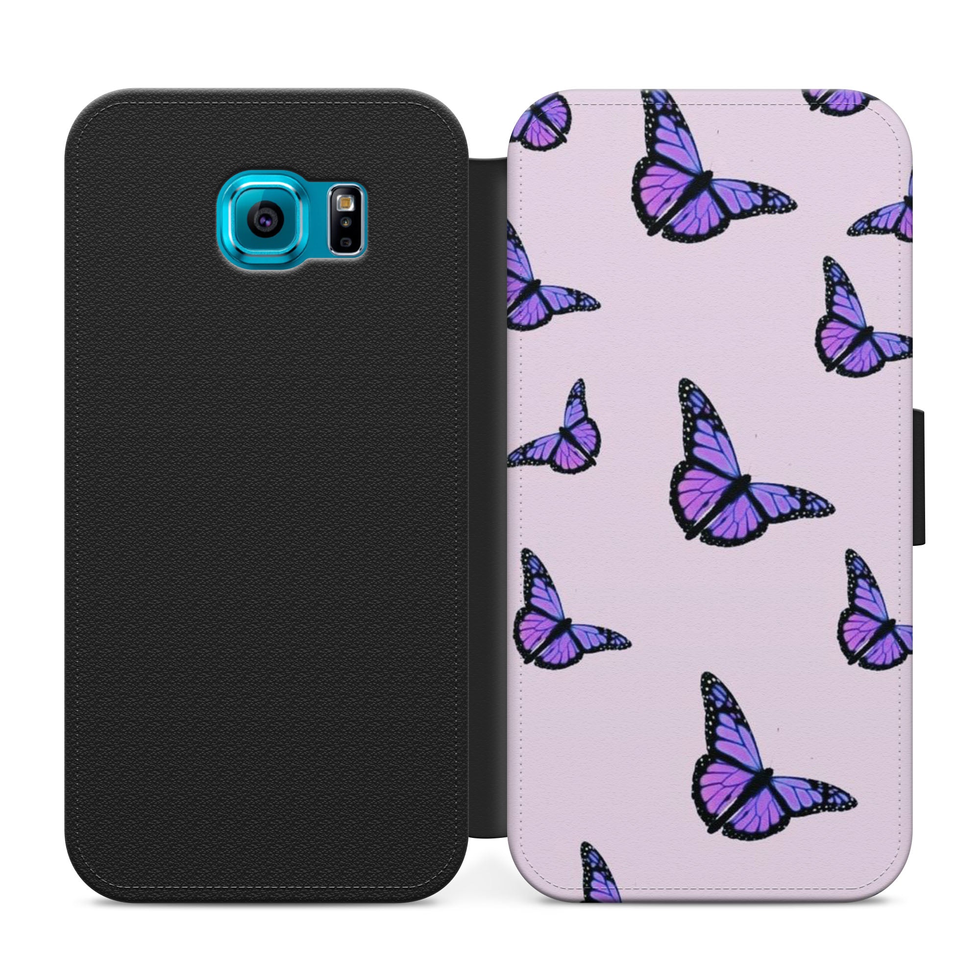 Aesthetic Pastel Butterfly Faux Leather Flip Case Wallet for iPhone / Samsung